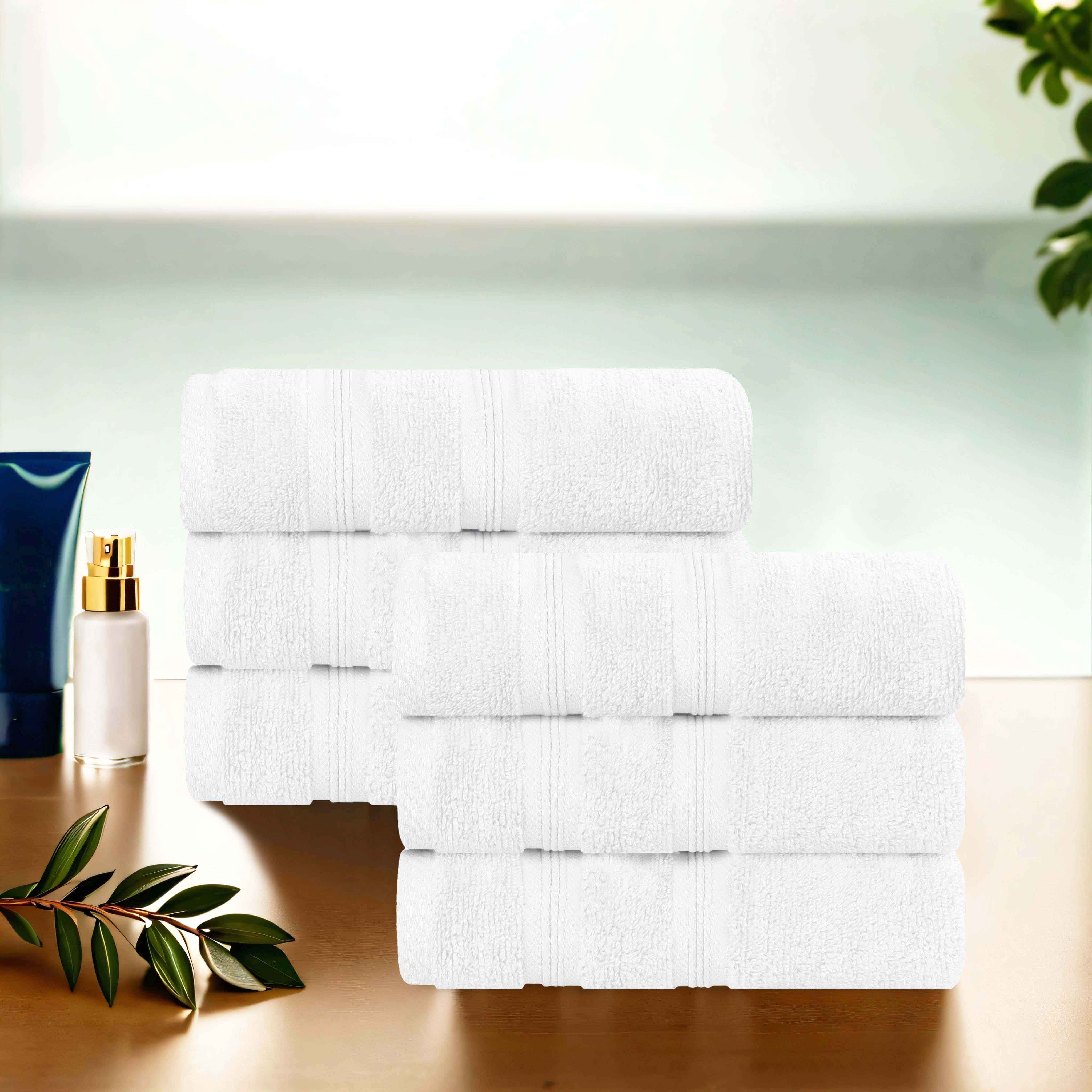 Premium 6-Pack Medium Weight Cotton Hand Towels - Soft, Absorbent & Zero Twist for Bathroom, Kitchen & Gym - Smart Dry Technology for Quick Drying