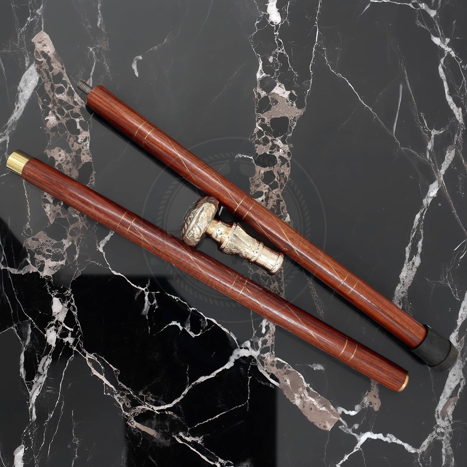 Premium Aluminum & Brass Decorative Rosewood Walking Cane - Full Size Adjustable Walking Stick for Men & Women - Ideal for Hiking, Fashion Accessory, Elderly Support & Gift Giving