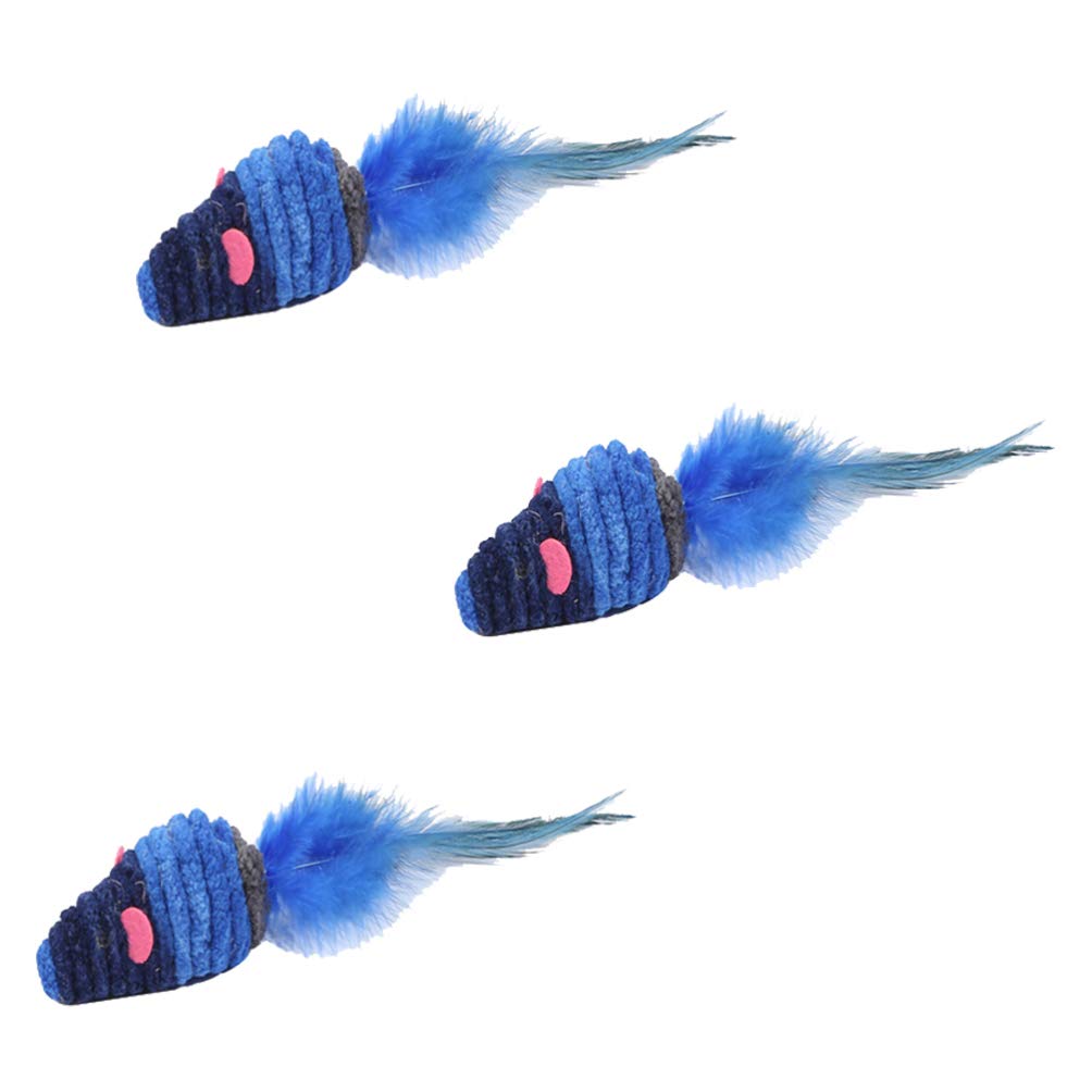 Balacoo 3-Piece Interactive Cat Toy Set - Rattling Chew Toys, Plush Mice for Indoor Kittens - Fun Playtime & Exercise for Cats (Blue Rat Shape) - Perfect for Solo Play, Bonding & Stimulating Natural Hunting Instincts