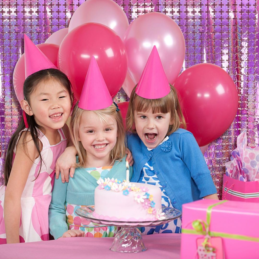 5-Piece Pink Glitter Foil Fringe Curtain - Easter Party Decorations, Photo Booth Backdrop, Streamers for Halloween, Christmas, Birthday & Wedding - Perfect for Home Decor, Baby Showers, and Special Events