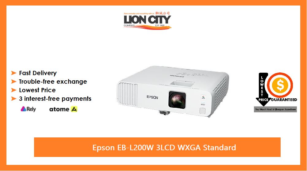 Epson EB-L200W 3LCD WXGA Projector - 4000 Lumens, 16:10 Aspect Ratio for Business Presentations & Home Theater | Ideal for Office Meetings, Classroom Teaching & Movie Nights