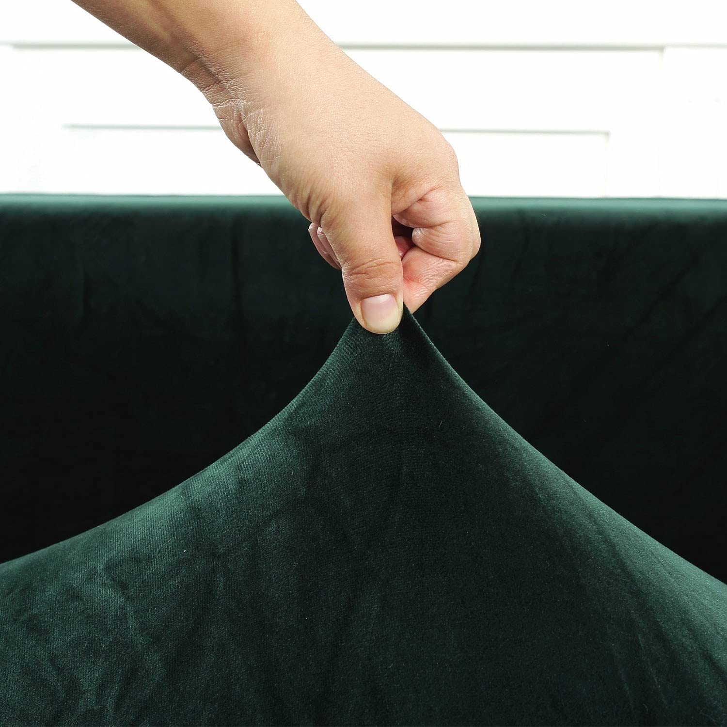 Stretchable L-Shaped Sectional Sofa Slipcover - 5+5 Seat Couch Cover for Pets, Kids & Furniture Protection - Green Living Room Sofa Cover for 3-Cushion Chaise Lounge (Perfect for Family Gatherings & Pet-Friendly Homes)