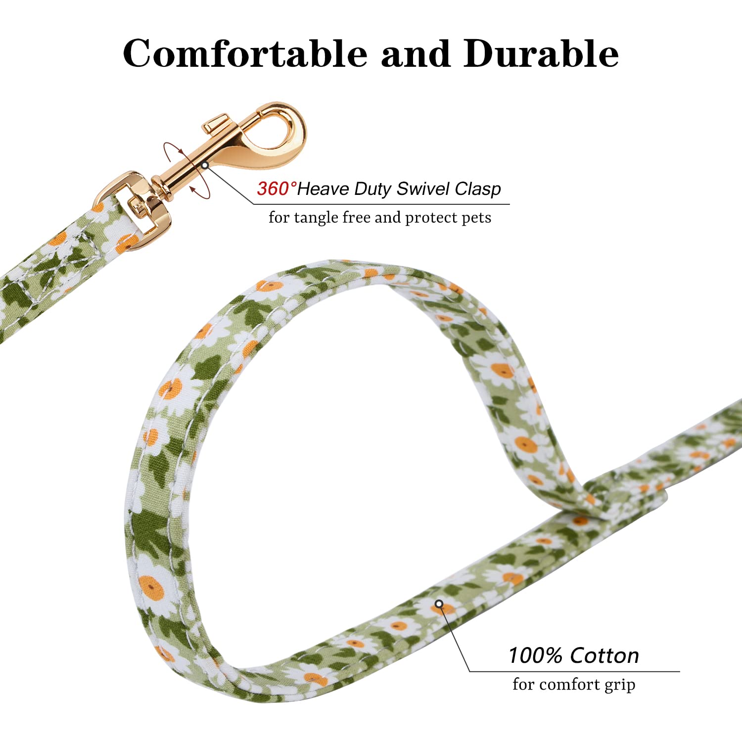 **CHEDE No Pull Floral Dog Harness – Lightweight Adjustable Small Dog Harness & Leash Set for Puppies & Medium Dogs (XXS, Green Daisy) – Perfect for Walks, Training & Outdoor Adventures**