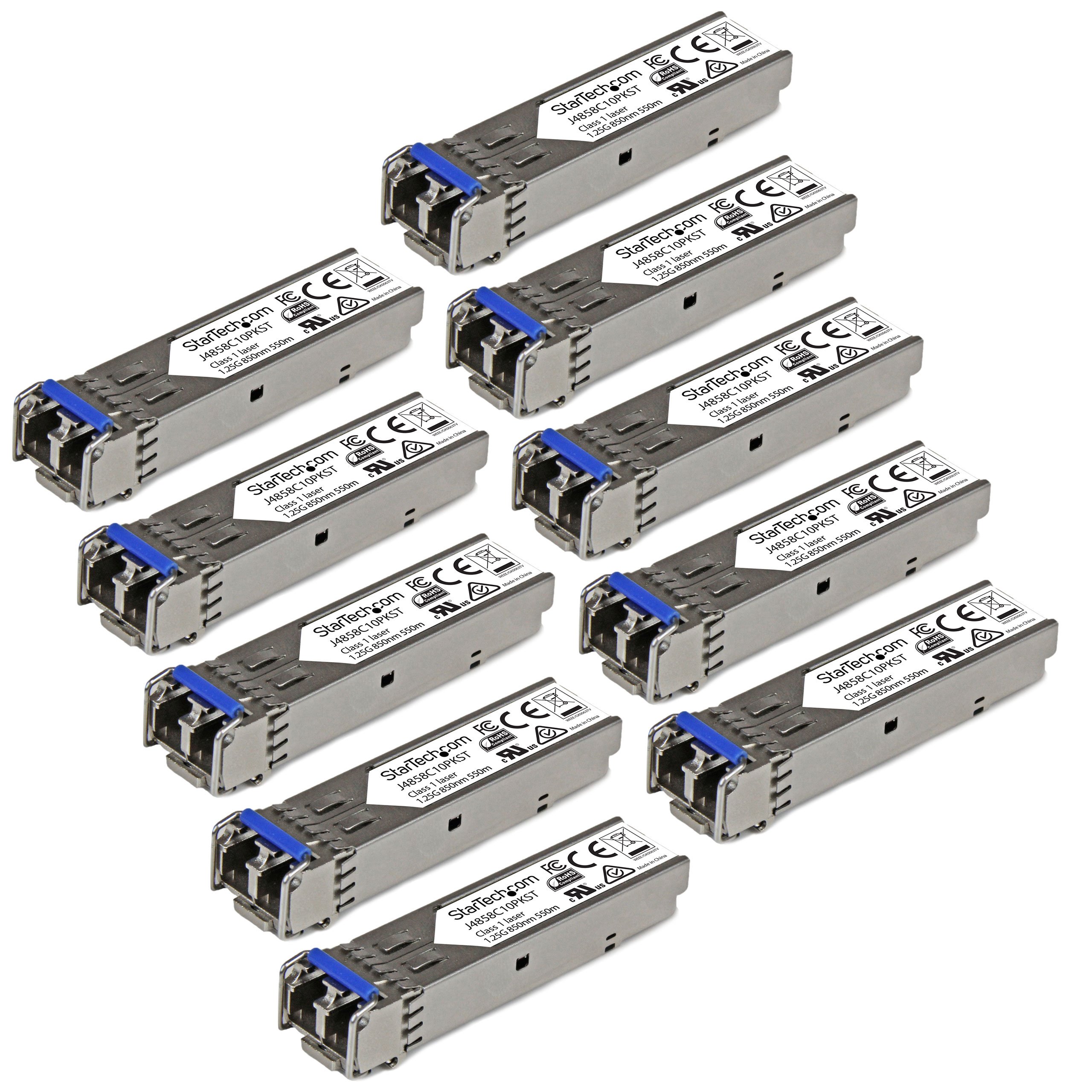 StarTech.com 10-Pack HPE J4859C Compatible SFP Module - 1000BASE-LX Gigabit Ethernet Fiber Optic Transceiver for Single Mode (SMF) & Multi Mode (MMF) - 1GE SFP-LC 10km 1310nm with DDM - Compatible with HPE 1400 & 1700 Series (J4859C10PKST) - Ideal for Data Centers, Enterprise Networks & Telecom Applications