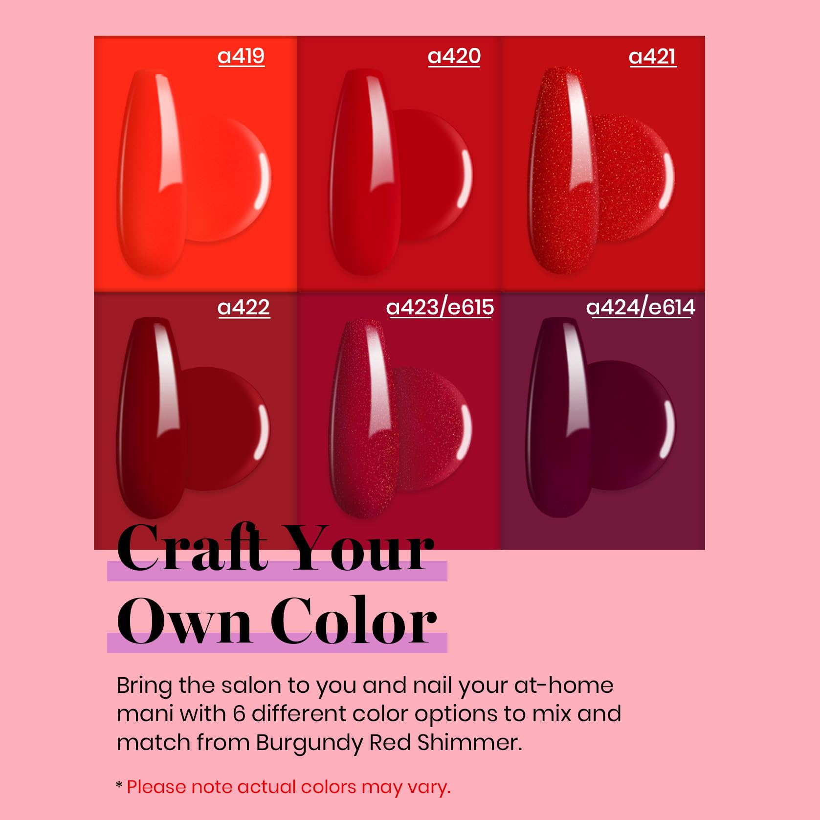 Beetles 6 Colors Red Gel Nail Polish Set - Shimmer Burgundy UV LED Soak Off Gel Polish Kit for Nail Art Design | DIY Manicure at Home | Perfect Gift for Women & Nail Lovers | Valentine's Day, Parties & Special Occasions