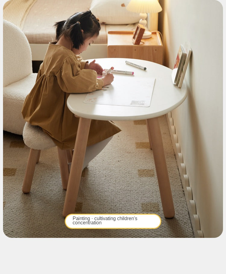 Handmade Birch Solid Wood Kids Study Desk - Ergonomic Peanut-Shaped Table for Children's Learning, Writing & Drawing - Perfect for Home, Classroom & Playroom