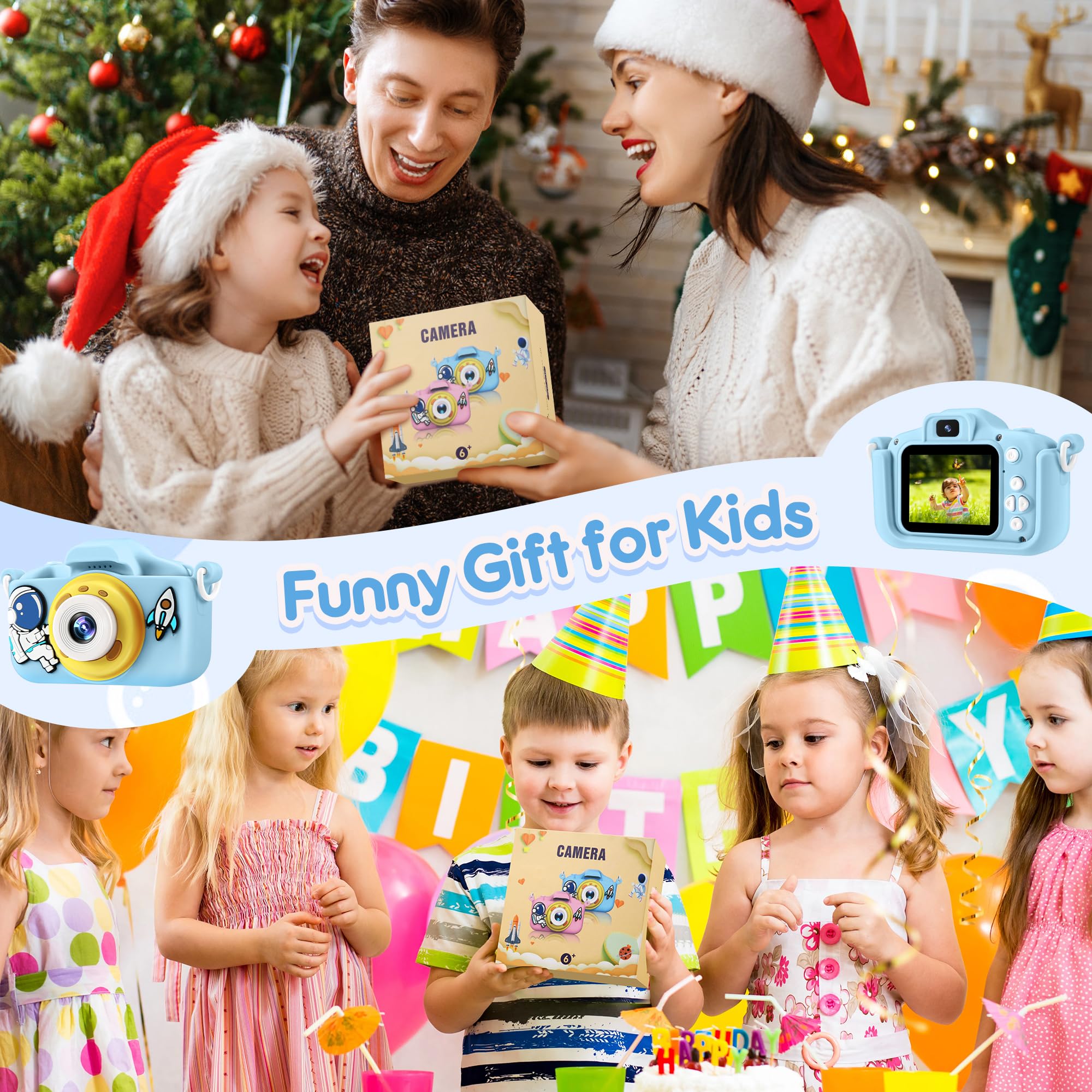 48MP Kids Digital Camera with 1080P HD Video & IPS Screen - 32GB SD Card Included | Perfect Birthday Gift for Boys & Girls Ages 3-12 | Astronaut Blue | Great for Travel, Parties & Creative Play