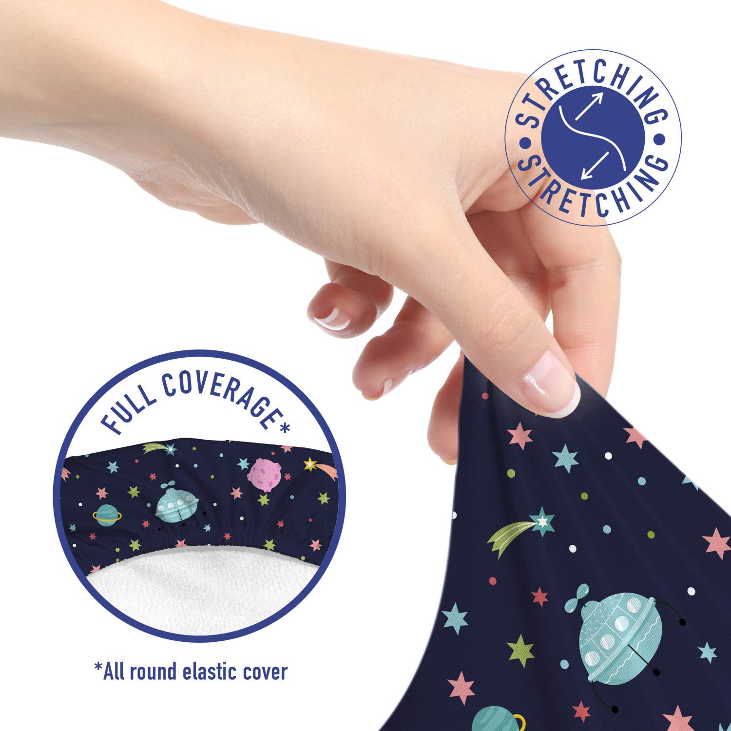 Ambesonne Galaxy Print Office Chair Slipcover - Stretchable Fabric Cover with Alien Planets, Shooting Stars & Polka Dots - Protective & Decorative for Home & Office Use