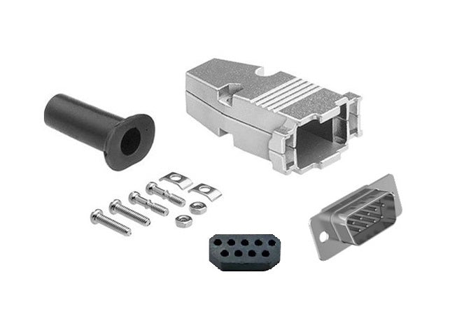 DB9 Male Solder Ferrite Filtered Connector with Shielded Metal Hood - EMI/RFI Protection for Industrial Automation, Medical Equipment & Computer Networking