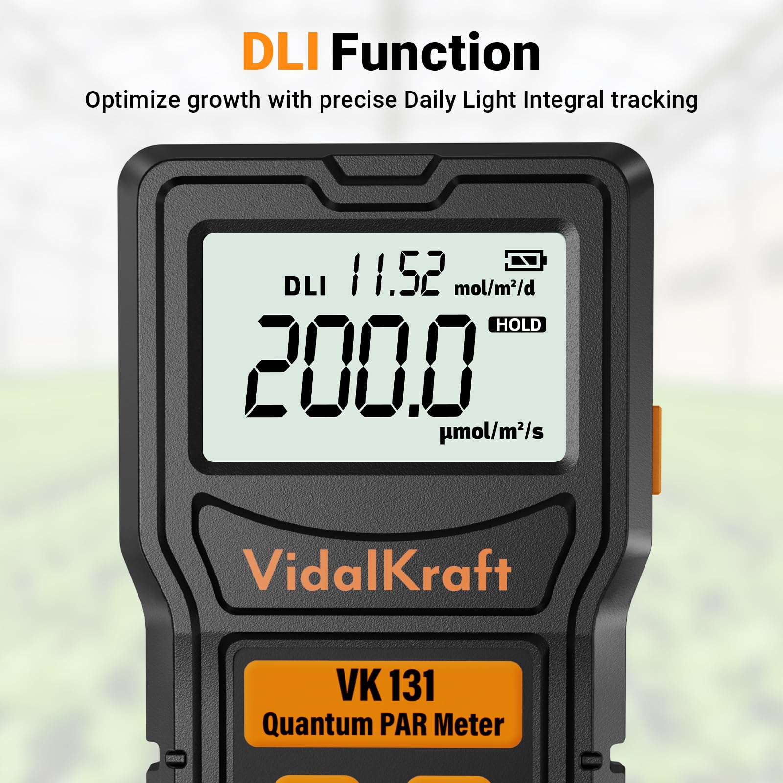 Quantum PAR Meter for LED Grow Lights - PPFD Meter with Daily Light Integral (DLI) | Accurate Light Intensity Measurement 400-700nm | Ideal for Indoor Plants, Greenhouse Gardening & Vertical Farming | Perfect for Hydroponics, Cannabis Cultivation & Horticulture Research