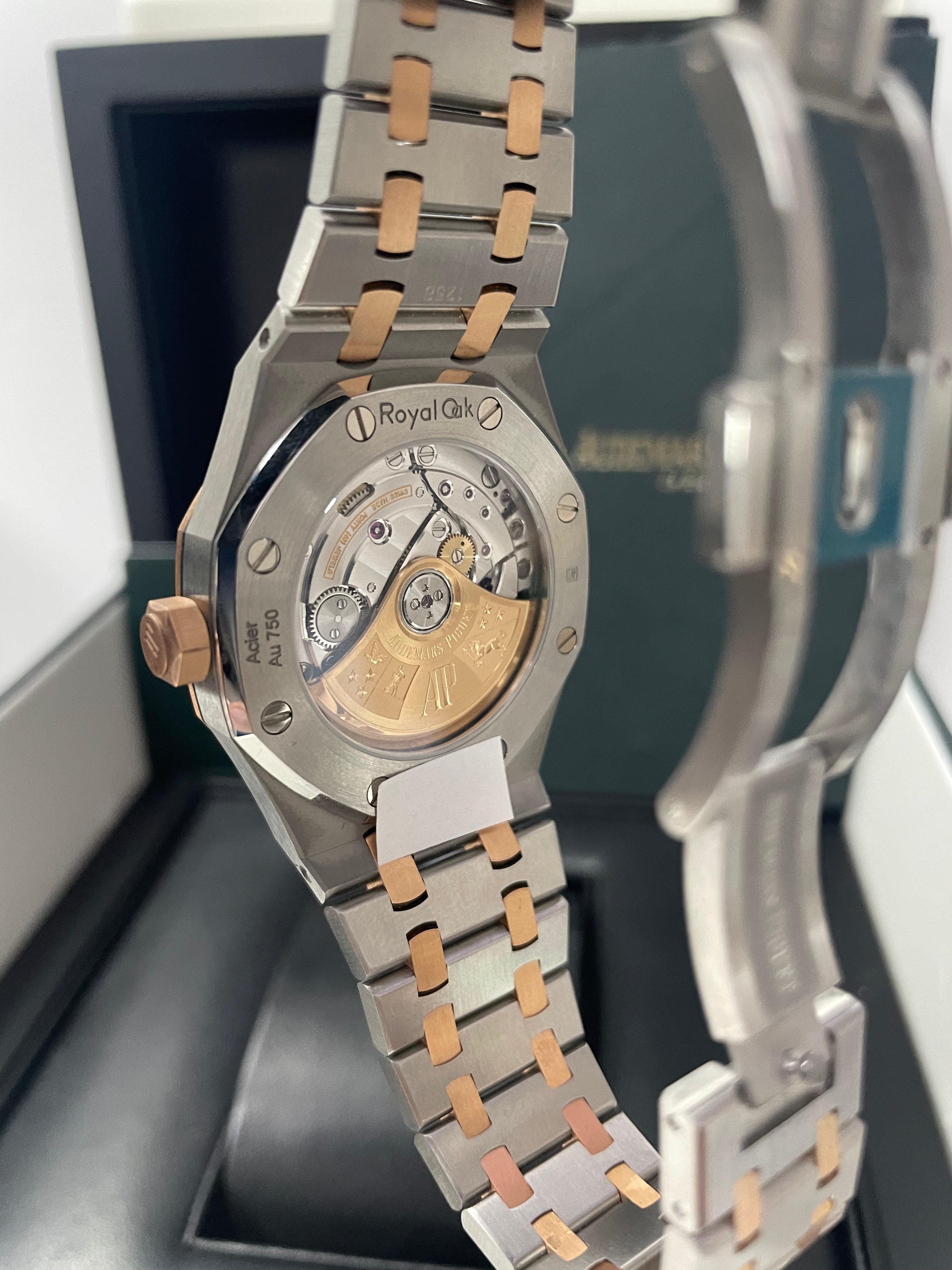 Audemars Piguet Royal Oak 37mm Self-Winding Ladies Watch - Rose Gold & Steel Case, White Dial (Ref#15450SR.OO.1256SR.01) | Luxury Women's Watch for Business, Gala & Special Occasions