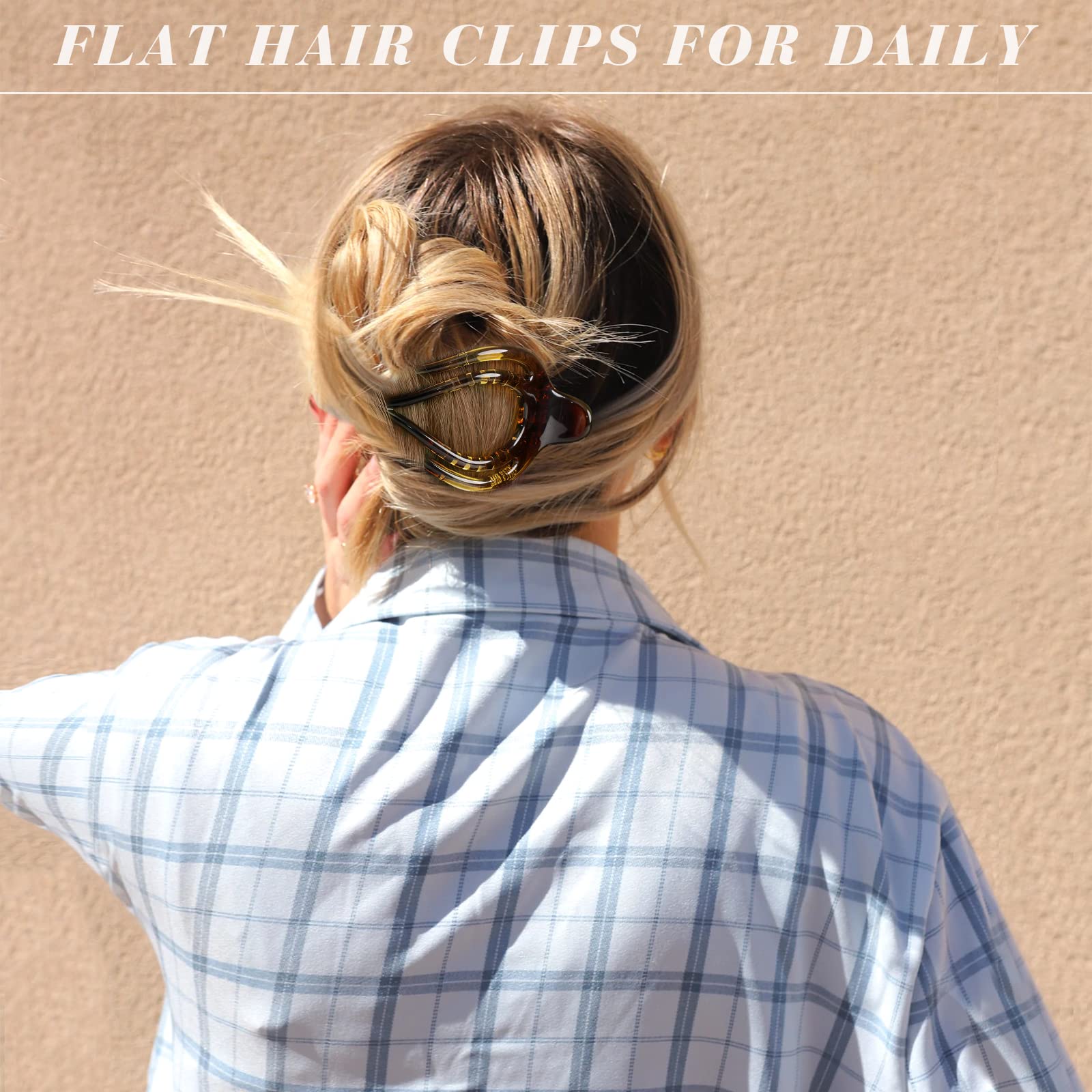 French Concord Flat Hair Clips - 6PCS No Slip Strong Hold Hair Claws for Women & Girls, Curved Design for Volume (Medium, 4 inches) - Perfect for Updos, Ponytails & Everyday Hairstyles