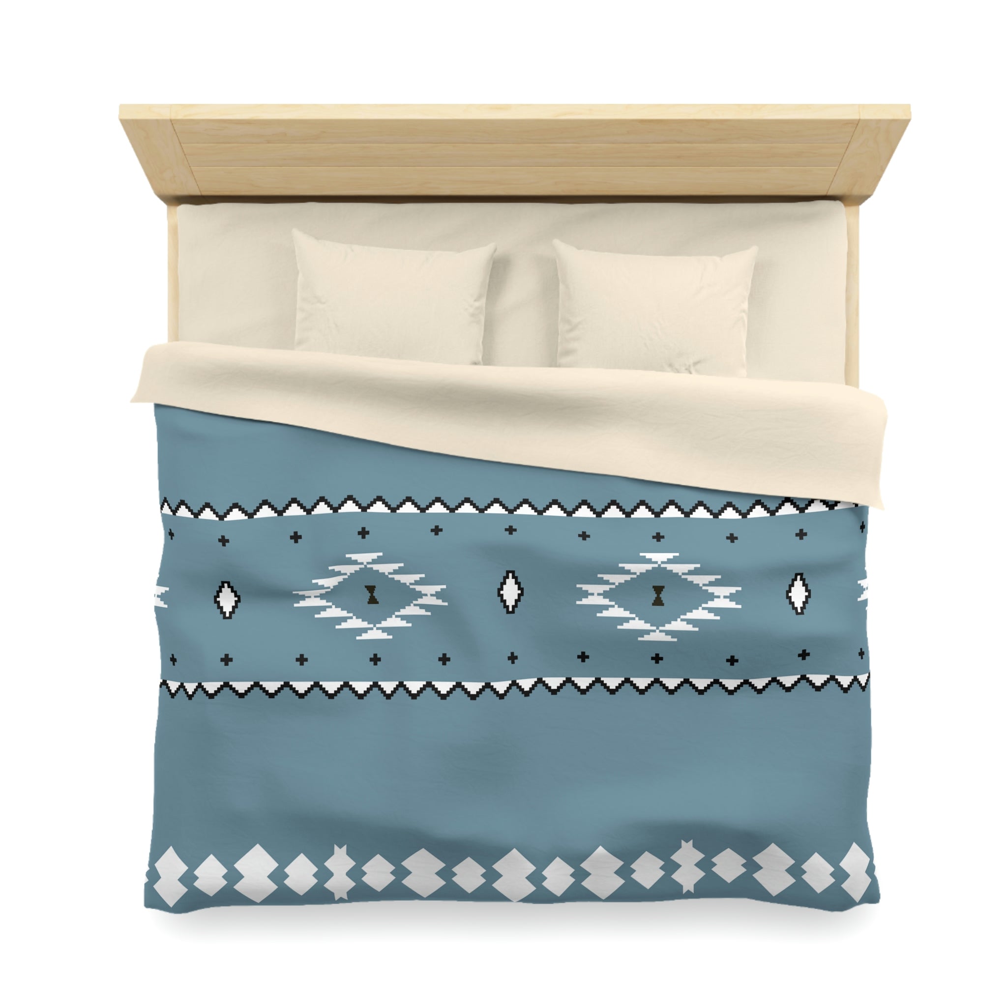 Premium Microfiber Duvet Cover Set - Soft Blue Sky Southwestern Pattern - Polyester Bedding with Invisible Zipper - Queen/King/Cal King Sizes - Perfect for Guest Rooms & Master Bedrooms