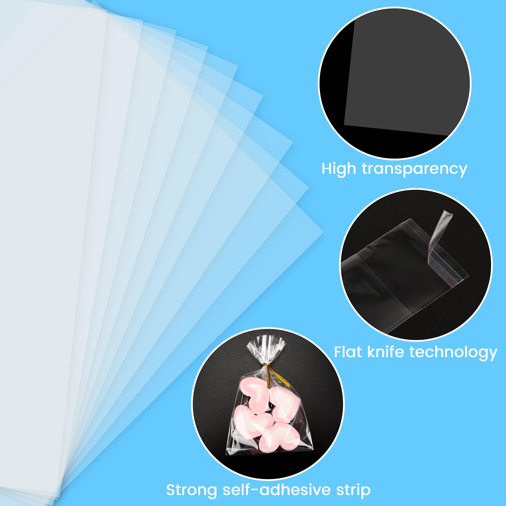 100 Pcs Clear Cellophane Treat Bags for Bakery & Gifts - 50 PCS 4