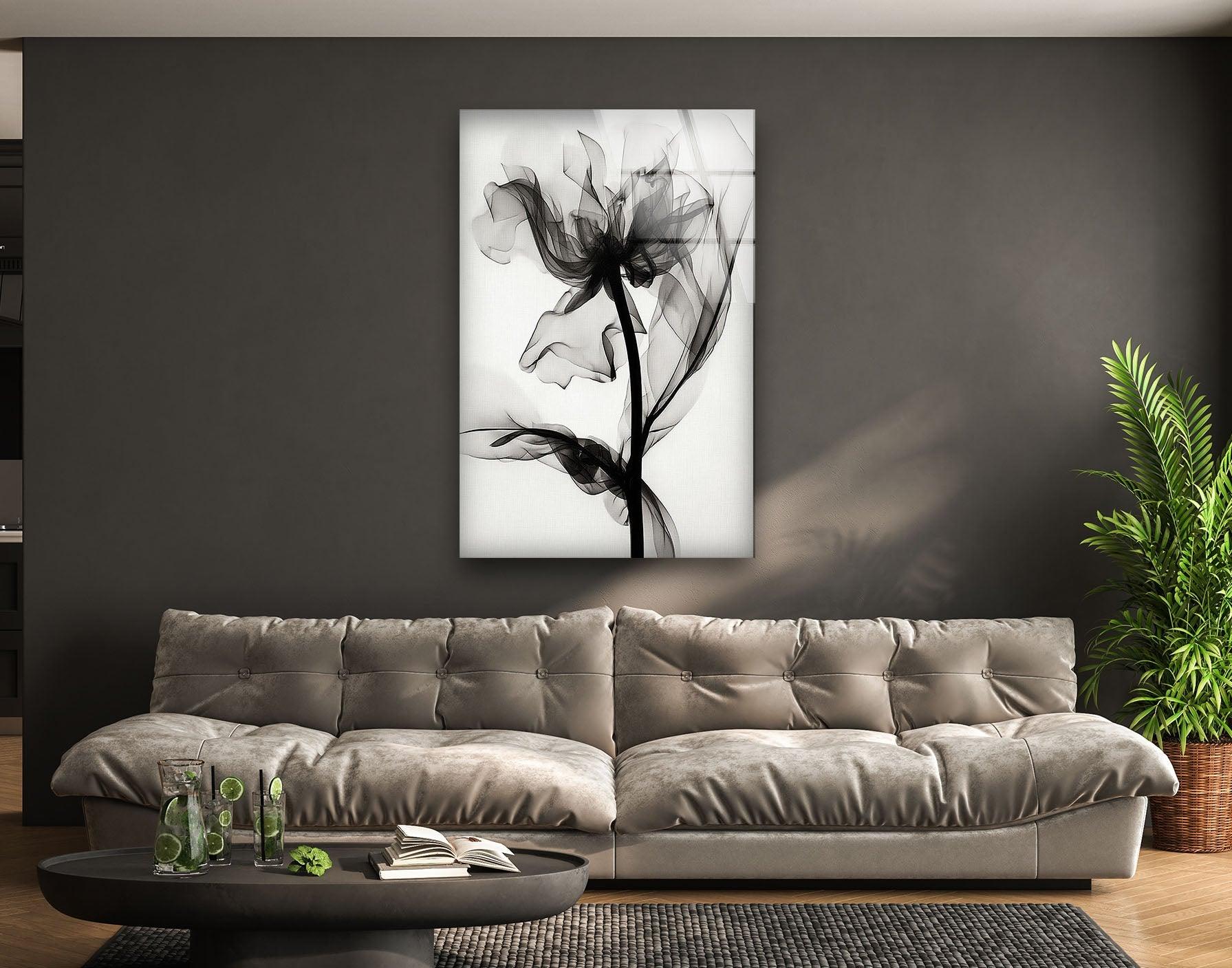 Albert Koetsier Black Rose X-ray Glass Wall Art - Elegant Home Decor for Living Room, Bedroom & Office - Unique Gift Idea for Art Lovers