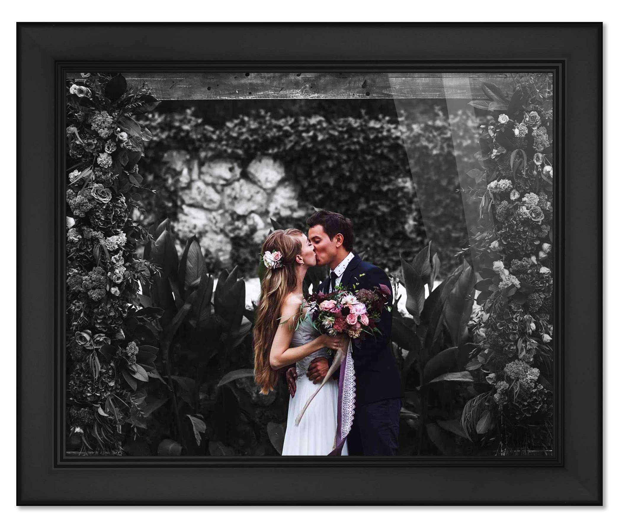 29x20 Inch Black Wood Picture Frame - Modern UV Acrylic Shatter Guard Photo Frame with Acid-Free Backing - Wall Display for Family Photos, Artwork & Home Decor - Includes Hanging Hardware (No Mat) - Perfect for Living Room, Bedroom & Office Decor - Great for Wedding Photos, Graduation Portraits & Gallery Walls