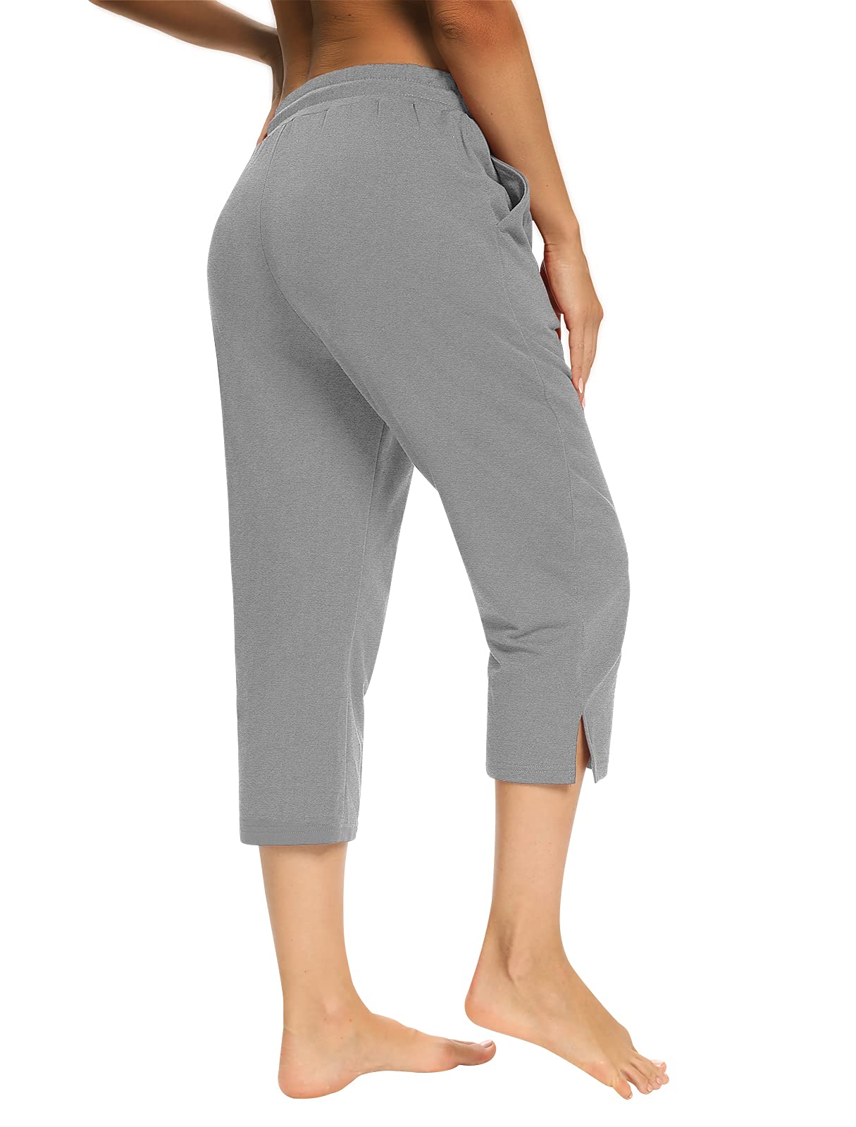 Sarin Mathews Women's Capri Yoga Pants - Loose Fit Workout Joggers with Drawstring & Pockets | Comfortable Lounge & Sleep Pajama Pants for Yoga, Running, Gym & Home Relaxation