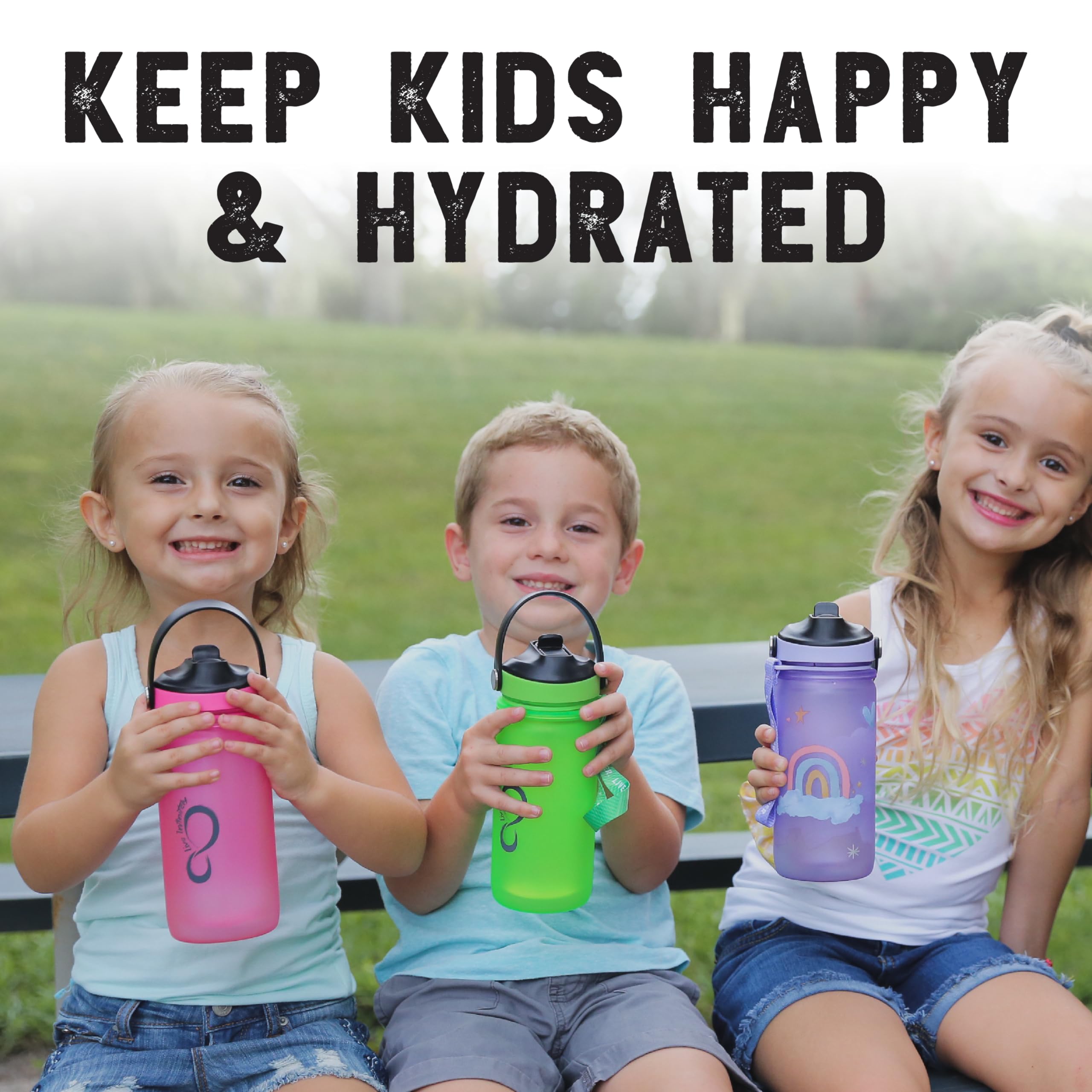 Live Infinitely 20oz Kids Water Bottle with Straw - BPA Free, Dishwasher Safe, Leak Proof | Perfect for School, Sports & Outdoor Activities
