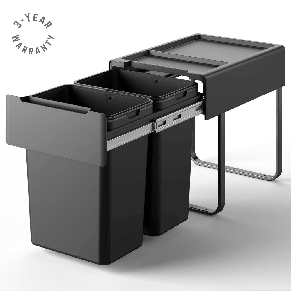 Heavy Duty 40L Pull Out Kitchen Trash Can with Soft Close Glider - Perfect for Under Sink Cabinet, Pantry & Home Organization