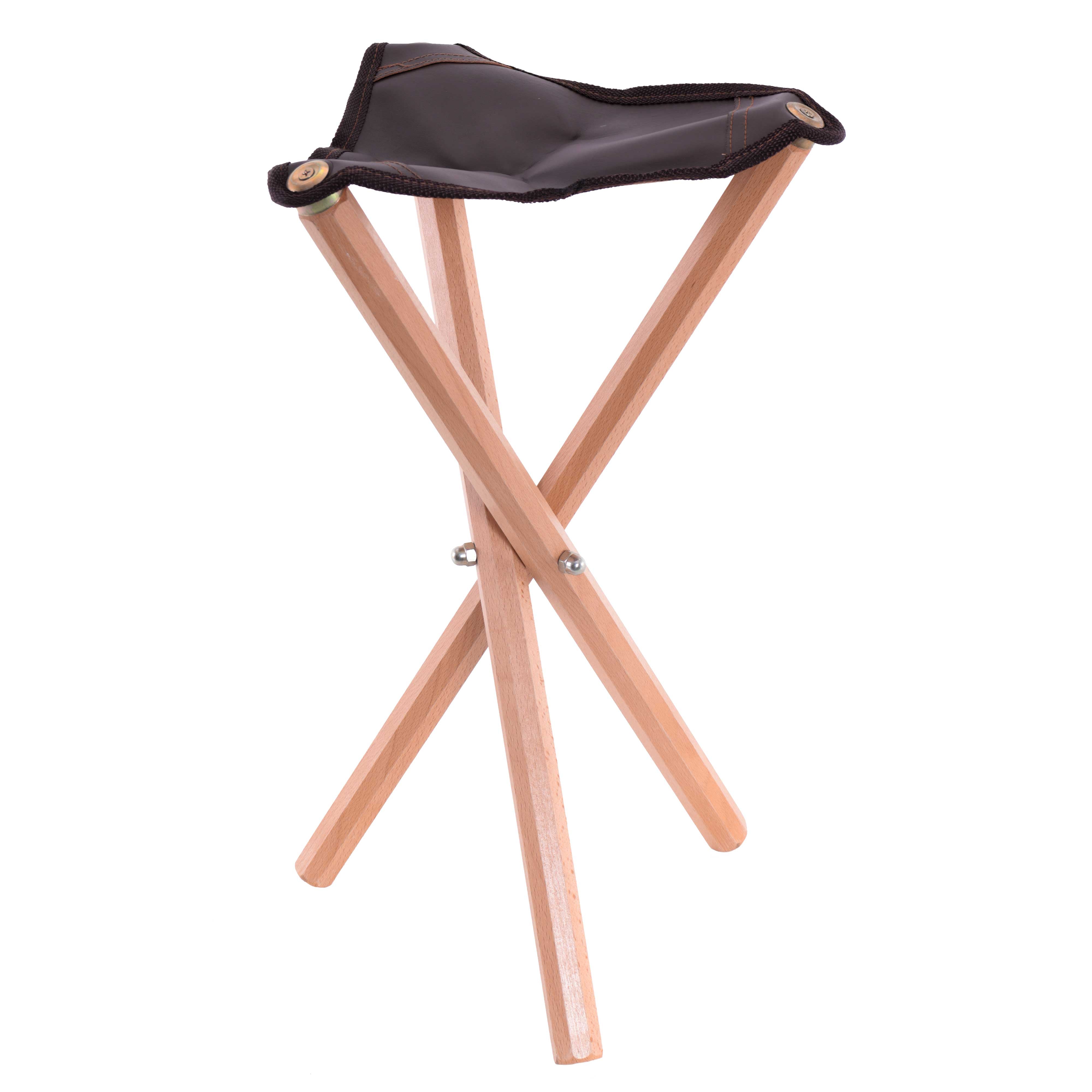 Portable 3-Leg Wooden Artist Folding Stool with Saddle Leather Seat - Compact & Lightweight Sketching Stool for Outdoor Painting, Camping & Art Classes