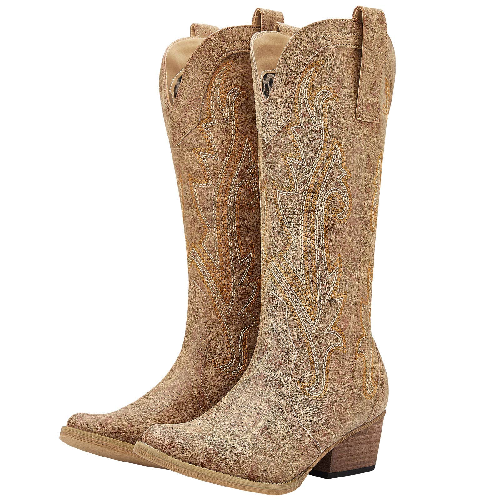 HISEA Women's Western Cowboy Boots - Pointed Toe Cowgirl Boots for Ladies | Fashionable & Comfortable for Rodeo, Country Dance, and Everyday Wear