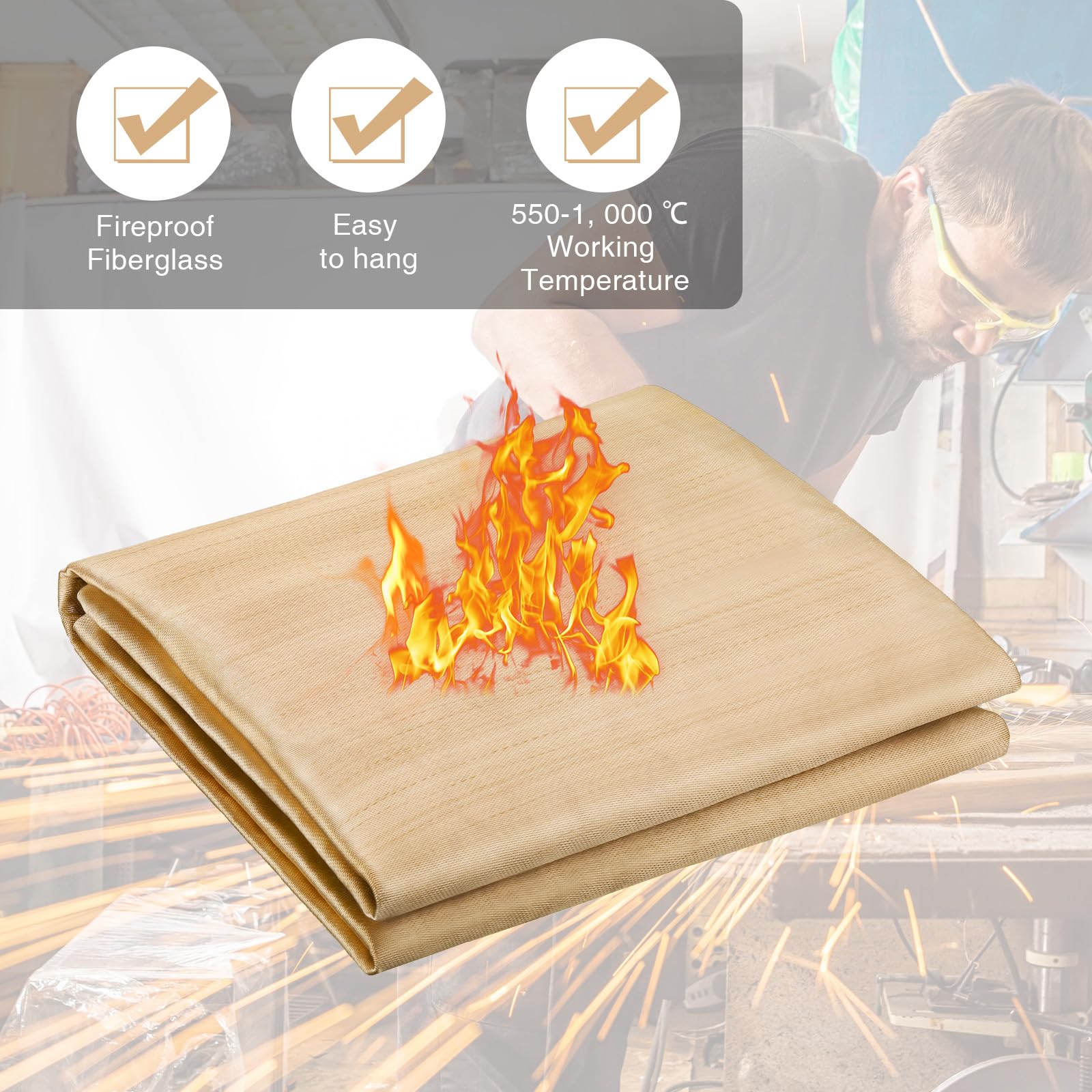 8 Pack Heavy Duty Fiberglass Welding Blanket 4x6 ft, 800 GSM Fireproof & Flame Resistant - Fire Retardant Weld Insulation Cover with Grommets for Welders, Grilling, Camping & Emergency Fire Protection