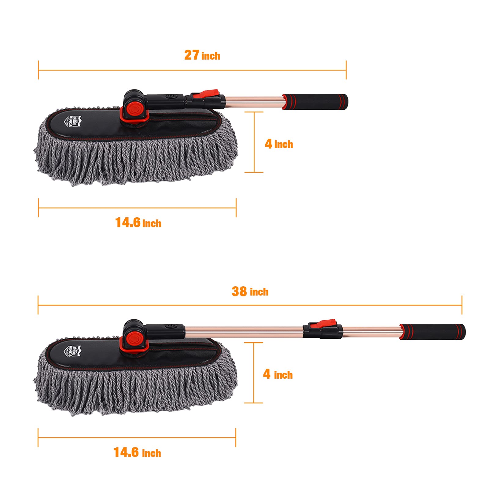 Extendable Car Duster Set with Scratch Remover - Large & Small Microfiber Brushes for Exterior & Interior Cleaning of Cars and Trucks, Perfect for Home and On-the-Go Use