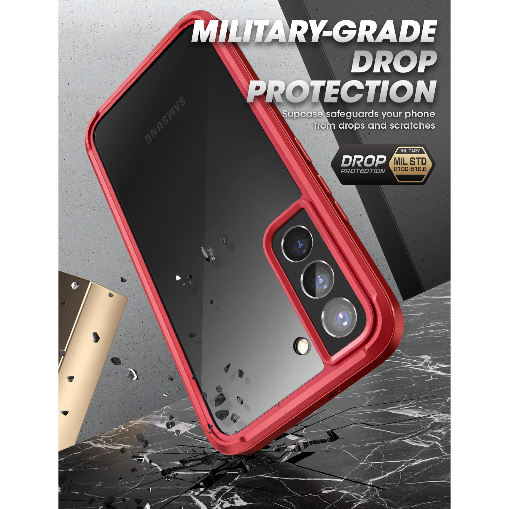 Samsung Galaxy S22 Plus Case, Unicorn Beetle EDGE XT Bumper Cover - Shockproof & Slim Design with Metallic Red Finish - Perfect for Daily Use, Outdoor Activities & Travel Protection