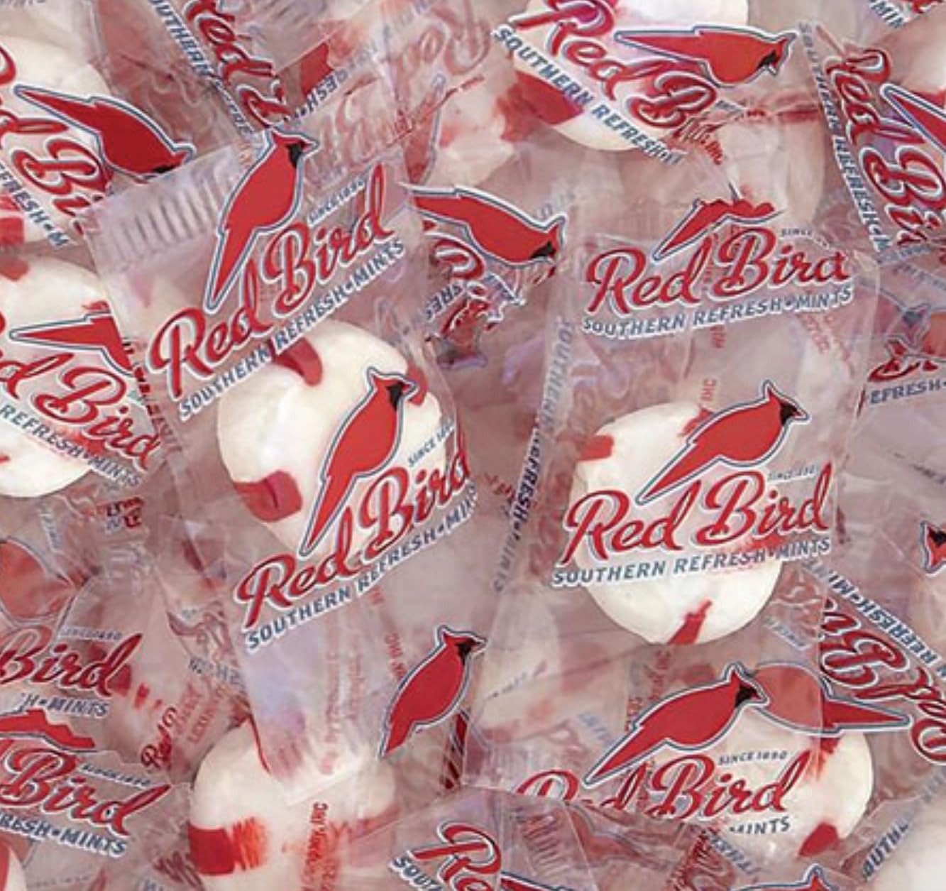 Red Bird Soft Peppermint Candy - Individually Wrapped Gluten Free Breath Mints, 52 oz Bulk Tub - Fresh Breath Solution for Office, Car & Travel