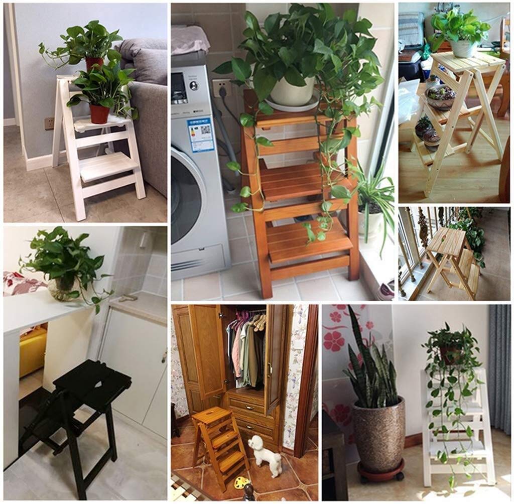 Foldable Step Stool Kitchen Multifunctional Ladder Chair, Shoe Storage Bench, Flower Stand, Light Walnut - Perfect for Home, Office, and Storage Organization