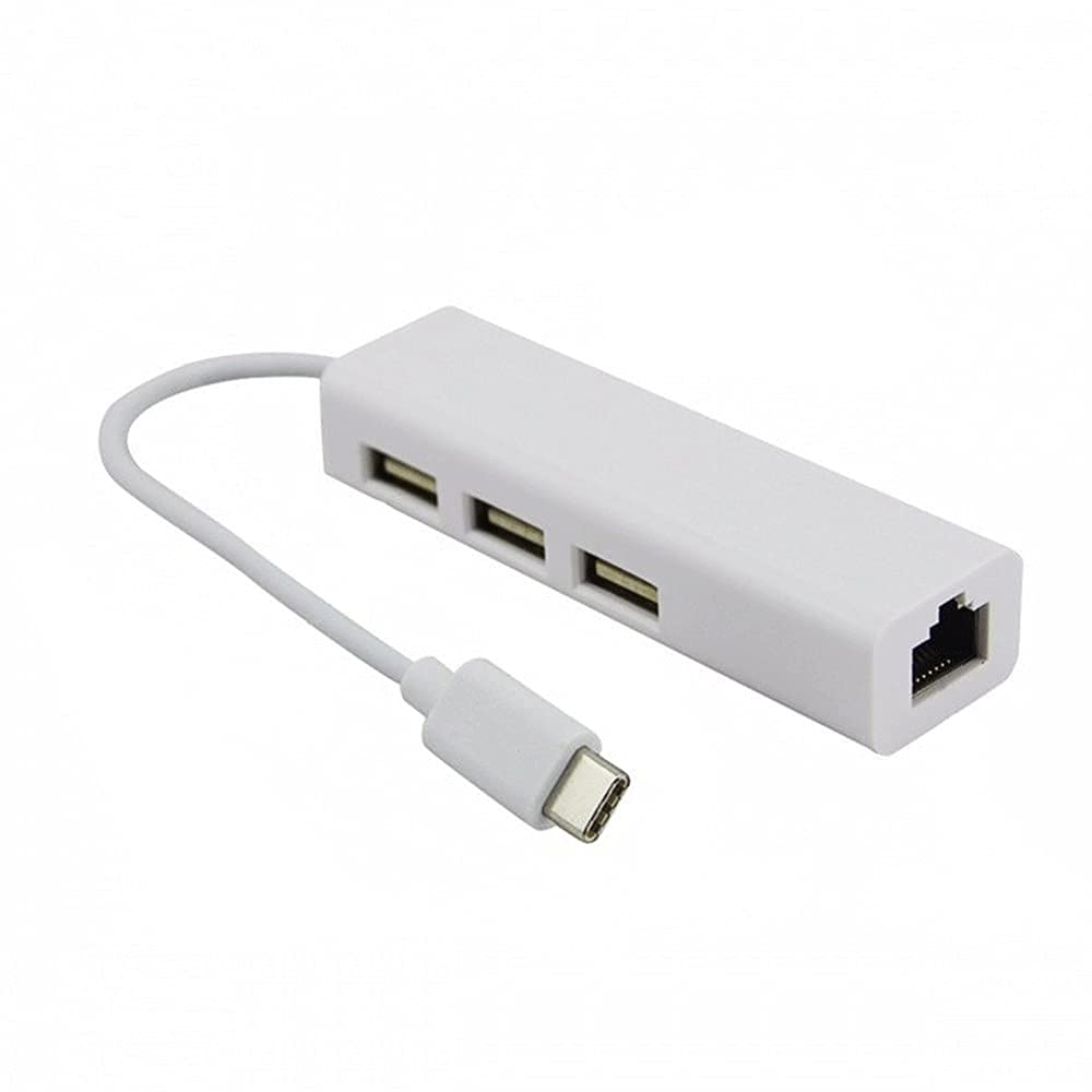 JSER USB-C 3-Port Hub with Ethernet Adapter for Laptop & Desktop