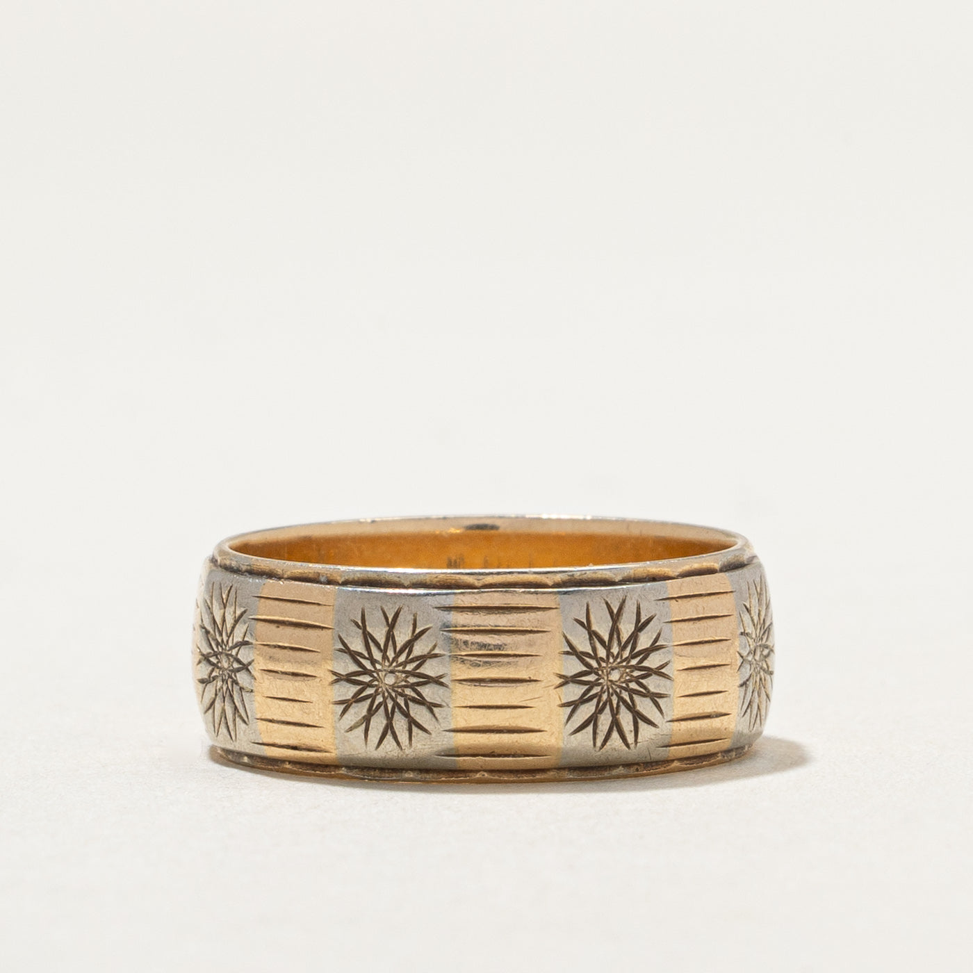 10K Yellow Gold Engraved Wedding Band Ring for Women - 6.9mm Wide Size 5.75 - Perfect for Anniversary, Engagement & Everyday Elegance