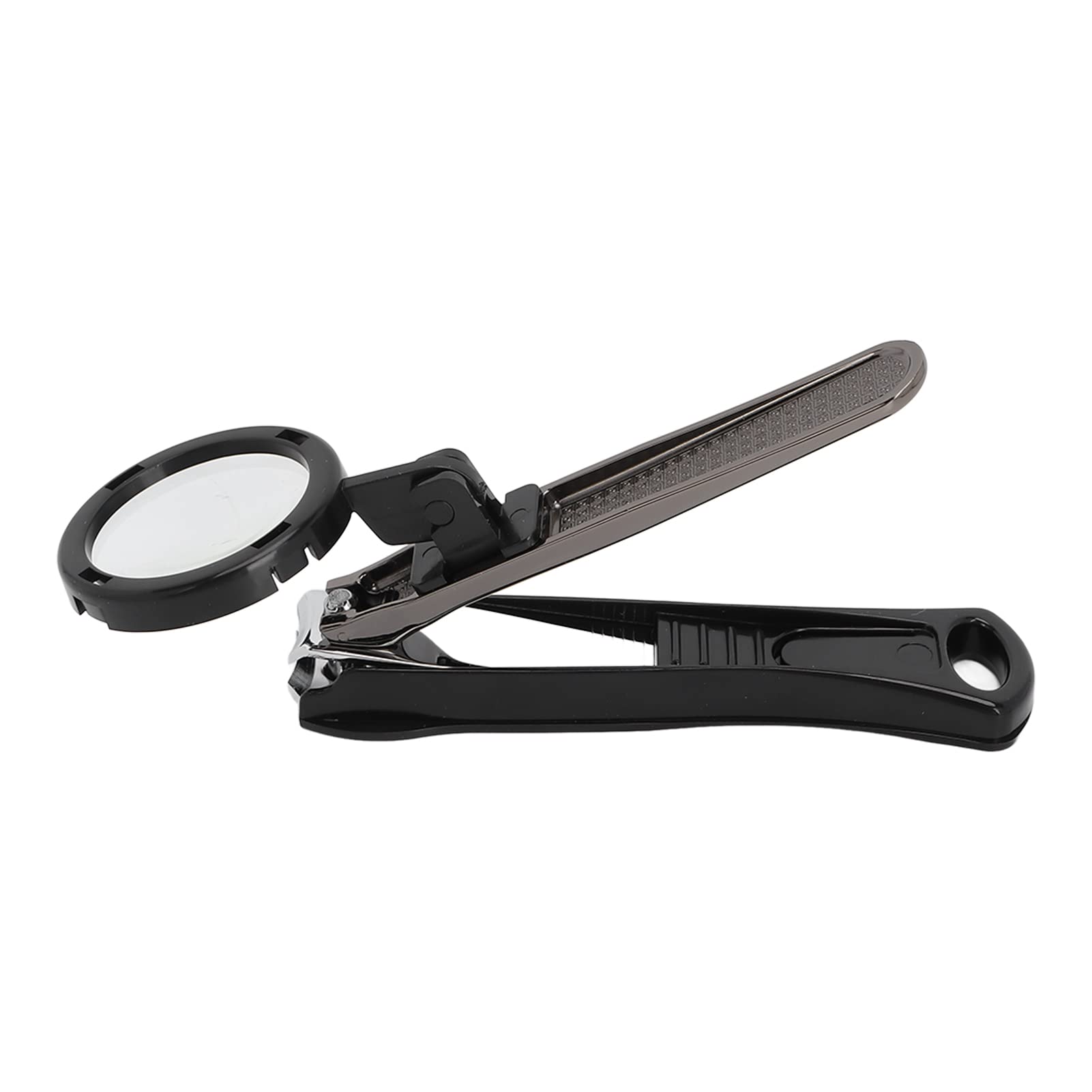 Premium Heavy Duty Nail Clipper Set with Magnifier - Professional Fingernail & Toenail Clippers for Seniors - Portable Nail Care Kit for Travel, Home Use, and Elderly Grooming Needs (Black)