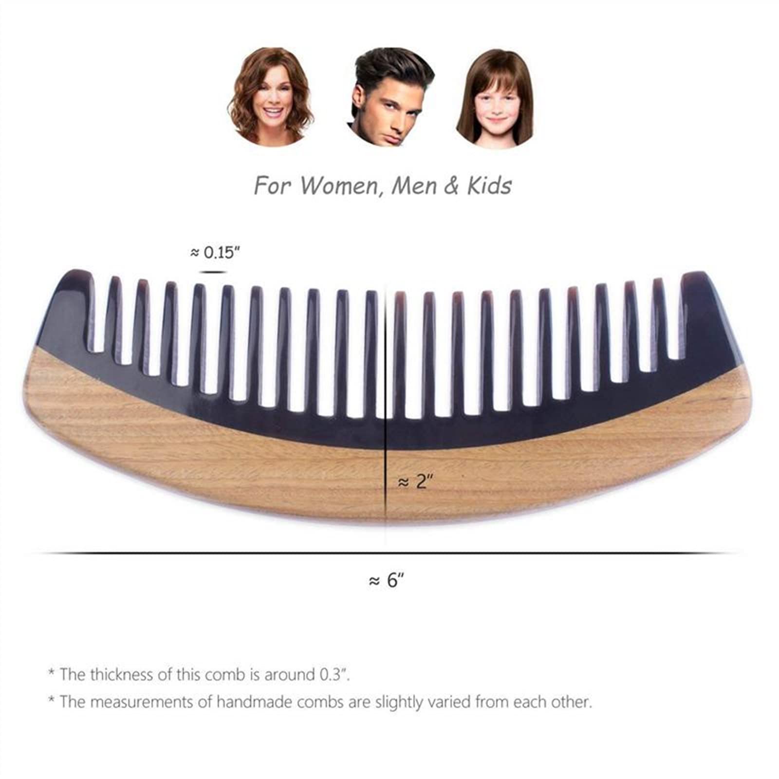 BAWHO Horn and Green Sandalwood Comb - Anti-Static Hair Brush for Styling & Scalp Massage - Natural Wooden Comb for Men & Women - Perfect for Home, Travel, and Salon Use