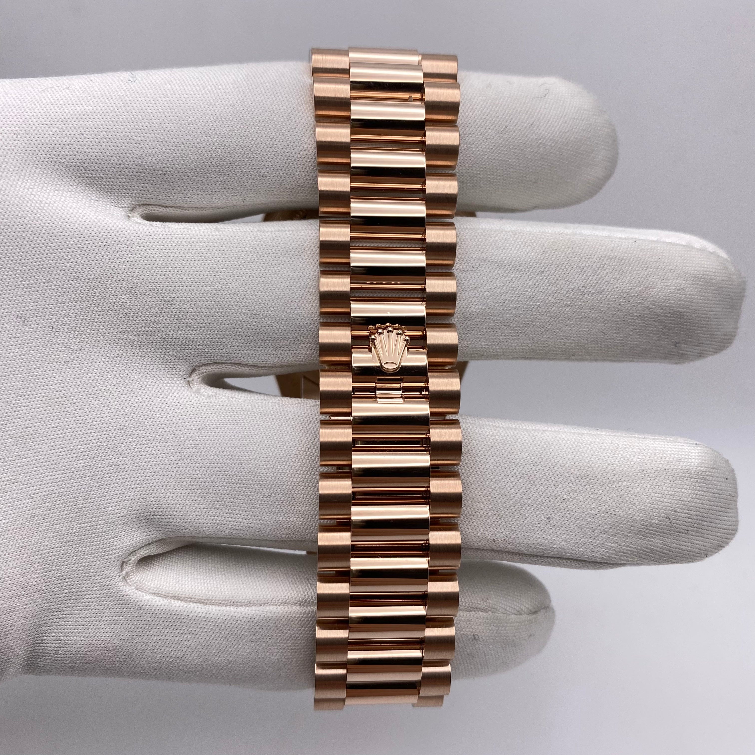 Rolex Day Date 36 128345RBR 18K Rose Gold Watch with Diamond Dial & Eisenkiesel Stone - Luxury Men's Watch for Business, Gala & Special Occasions
