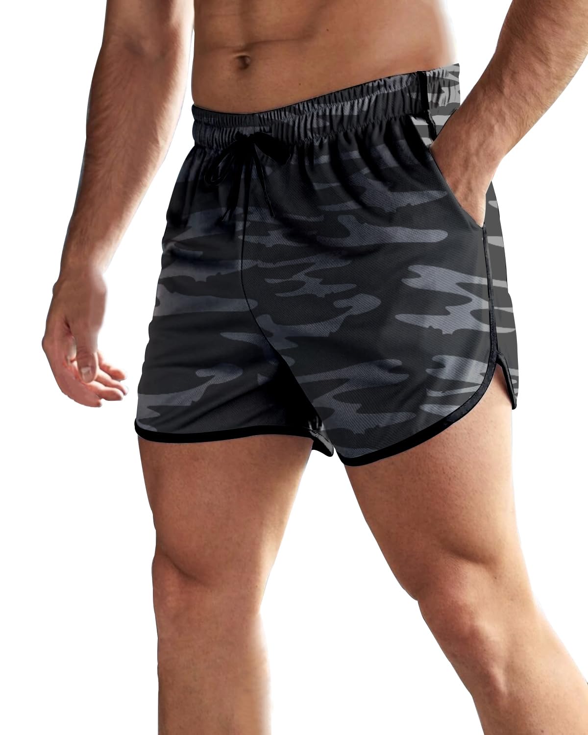 OEBLD Men's 3 Inch Running Shorts - Breathable Quick Dry Workout Athletic Shorts with Zipper Pockets for Gym, Jogging & Outdoor Sports