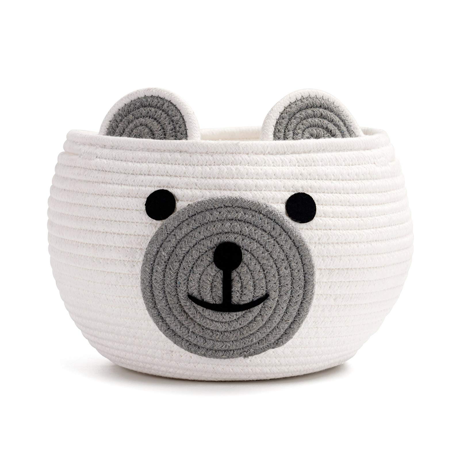 Cotton Rope Baby Basket for Nursery - Bear Gift Basket for Kids - Baby Shower Basket with Handles - Home Decor