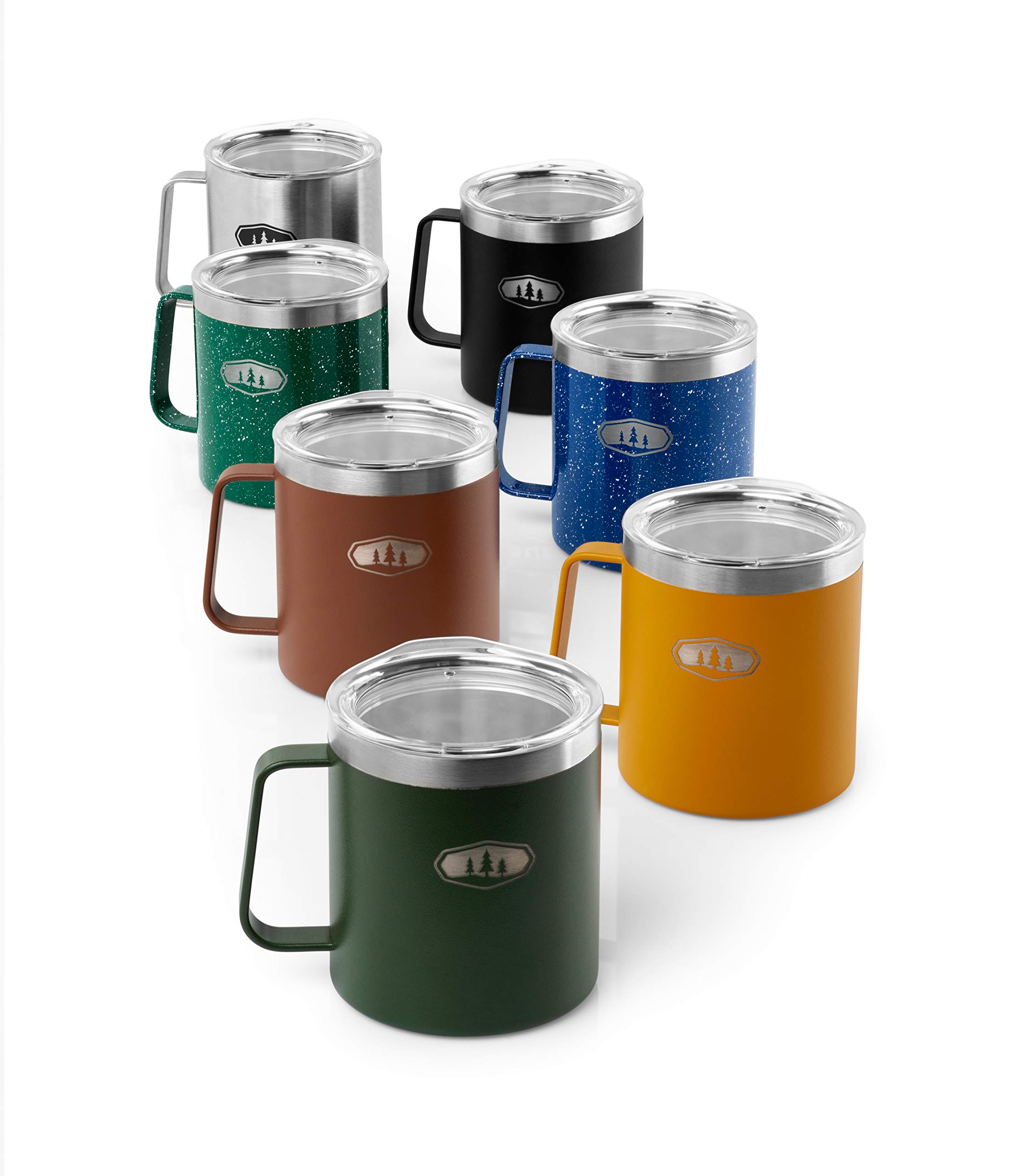 GSI Outdoors Glacier Stainless Steel Camping Cup - 15oz Lightweight Backpacking Mug with Clear Lid (Ginger Bread Color) - Perfect for Hiking, Travel & Outdoor Adventures