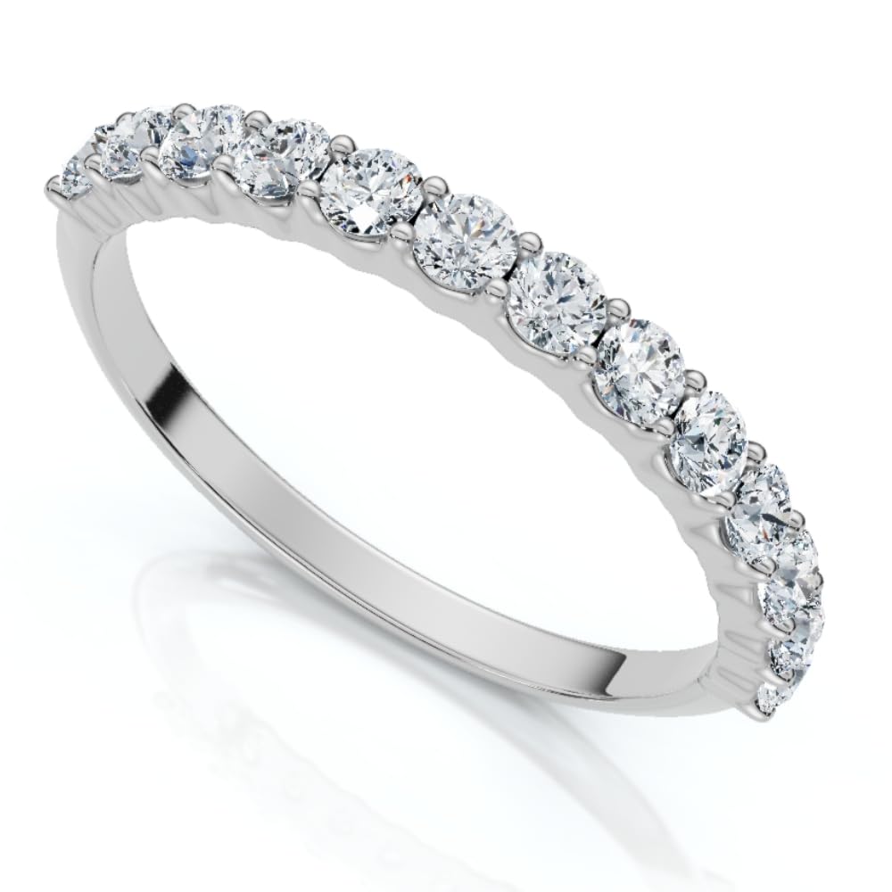 1/2 Ct TDW Diamond Wedding Ring Stackable Women's Anniversary Band 14k White Gold - Elegant Bridal Jewelry for Engagement, Proposal & Anniversary Gifts