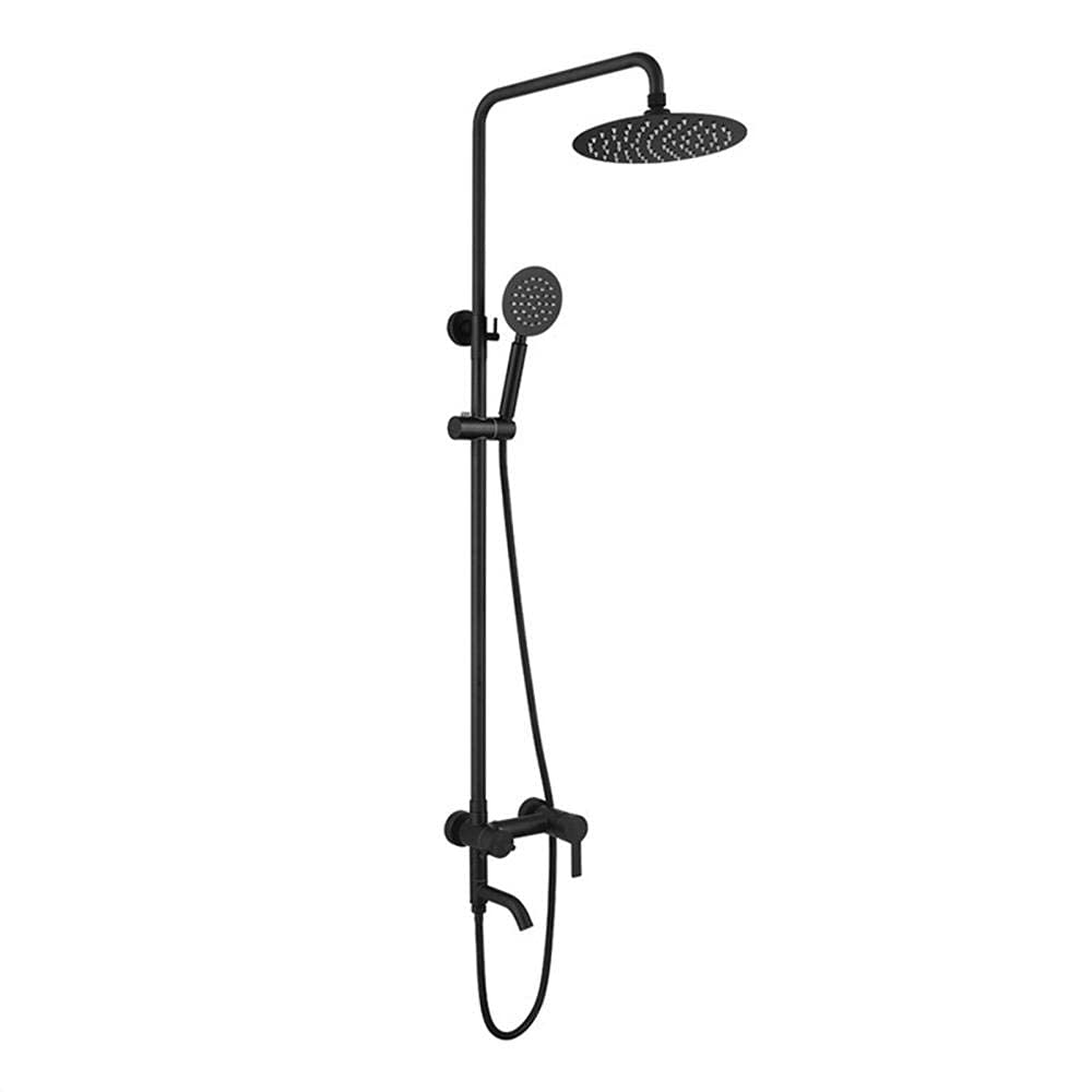 LUNEZY Black Shower System Kit with 304 Stainless Steel Rain Shower Head and Mixer Set - Overhead Rainfall Shower for Hot & Cold Water - Perfect for Modern Bathroom & Spa Experience