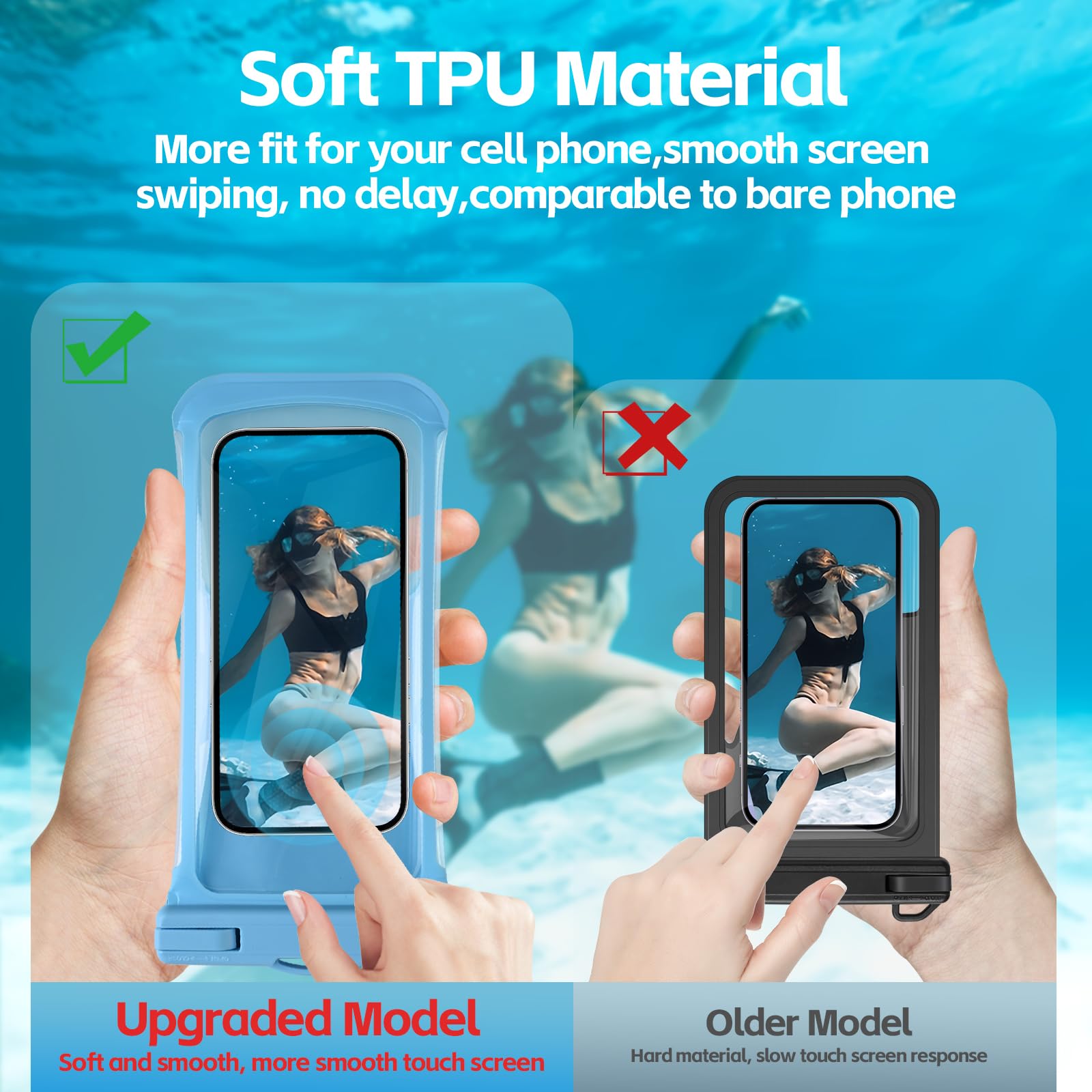 2PCS Waterproof Phone Pouch - IPX8 Certified Universal Phone Case for iPhone 15/14/13 Pro Max & Galaxy S24/S23/Google Pixel (Up to 8