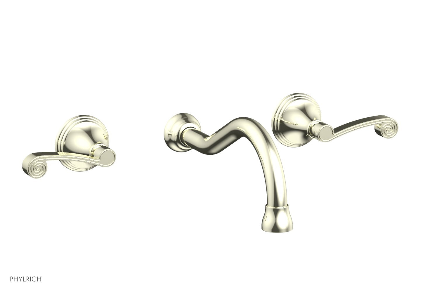 3RING Wall Lavatory Faucet Set with Curved Lever Handles - DWL206 - Perfect for Bathroom Sink, Powder Room and Guest Bath Installation