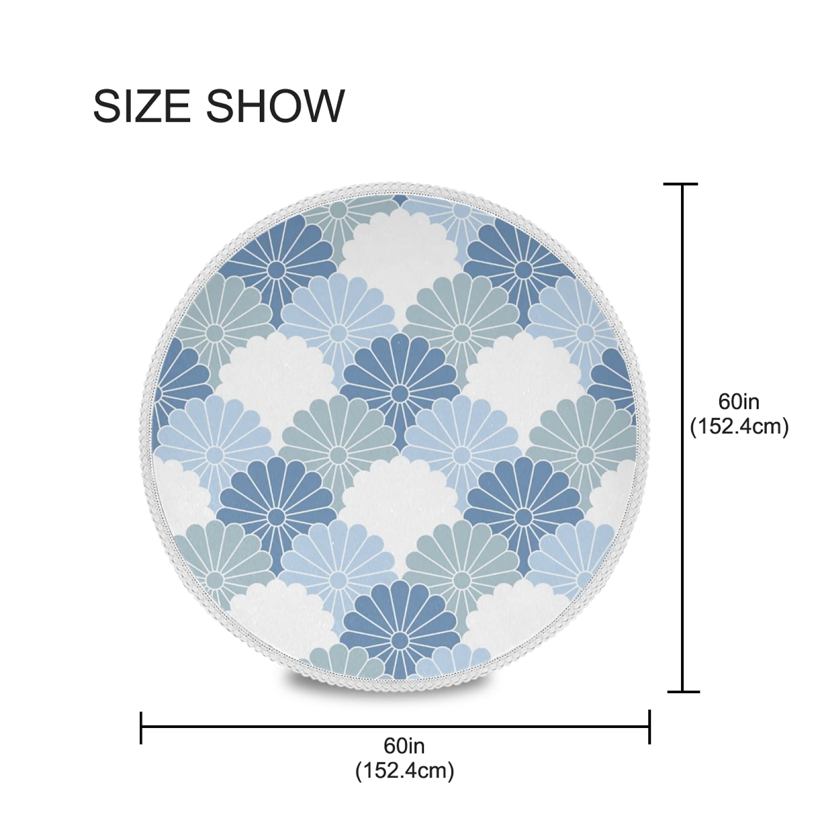Blue Floral Chrysanthemum Round Lace Tablecloth 60 Inch - Elegant Kitchen Table Cover for Dining Room, Restaurant, Banquet, Picnic, Wedding & Party Decor | Perfect for Indoor and Outdoor Entertaining