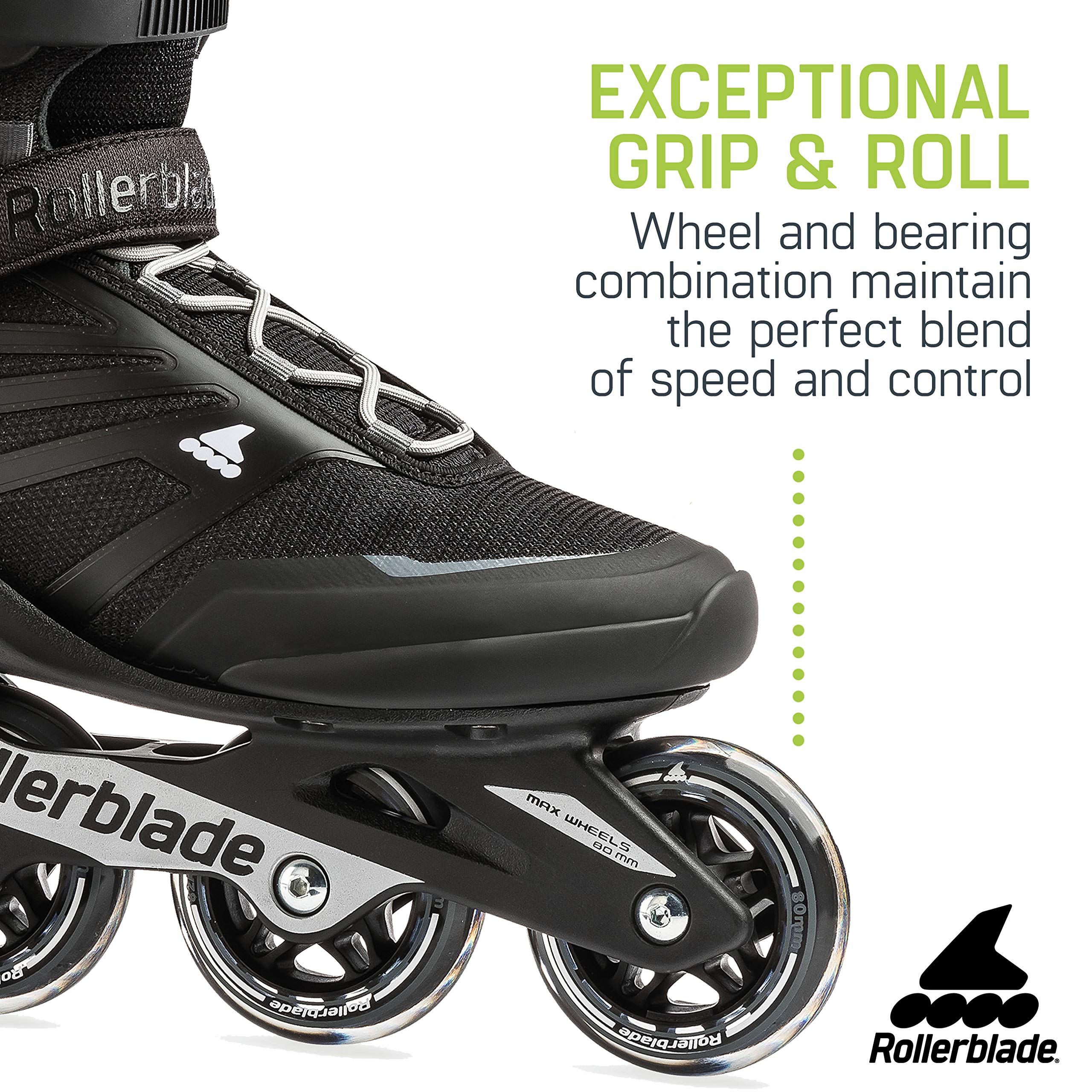 Rollerblade Zetrablade Men's Inline Skates for Adults - Black & Silver Fitness Skates for Outdoor Exercise, Commuting & Recreation