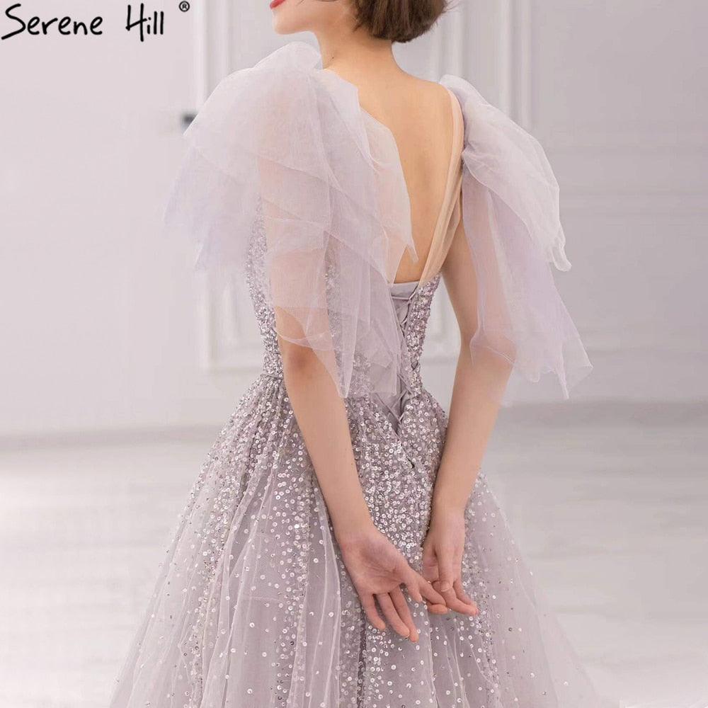 Serene Hill Lilac Luxury A-Line Evening Dresses for Women 2025 - Beaded Sparkle Sexy Gowns for Prom, Party & Special Occasions - LA71354A