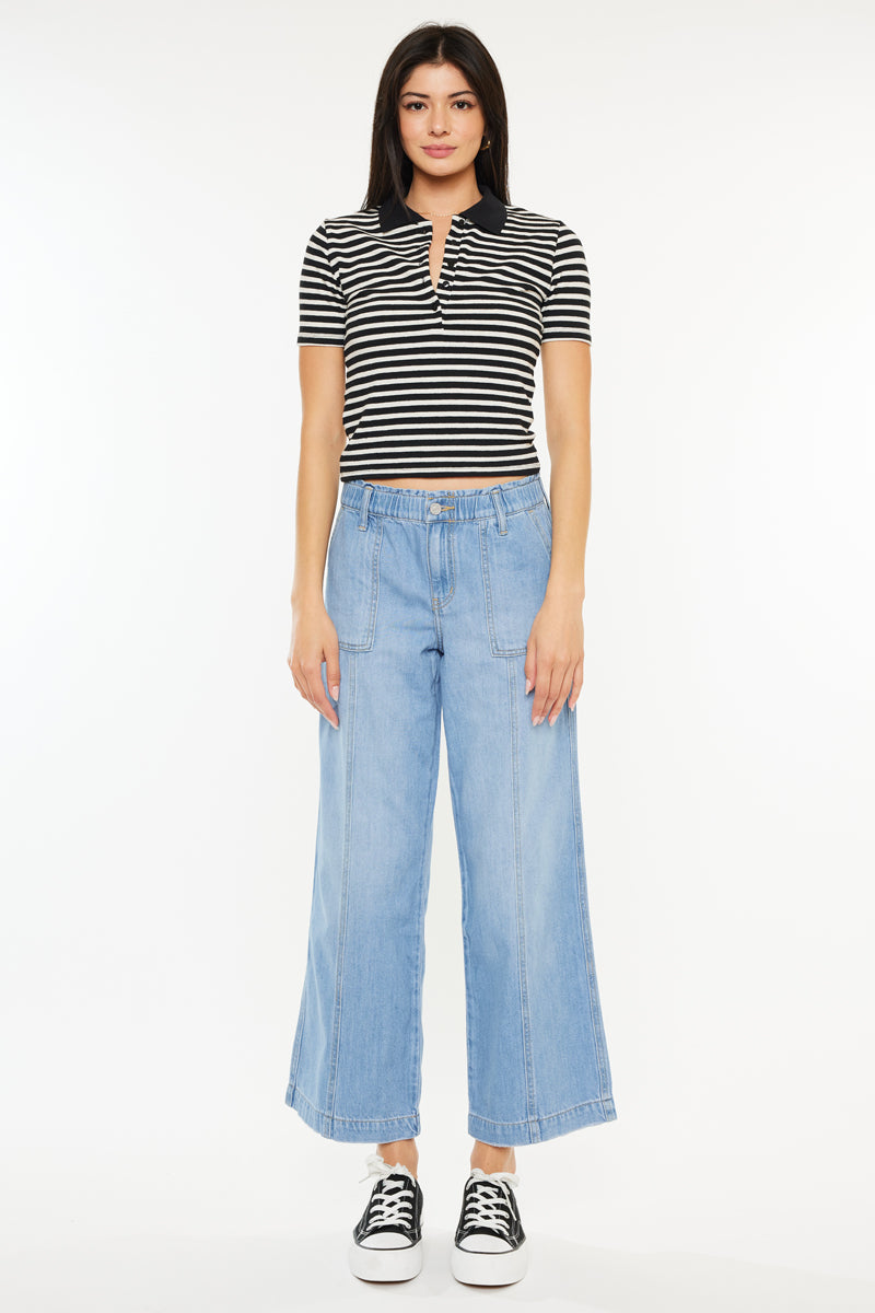 Delilah Mid Rise Wide Leg Jeans for Women - Comfortable Stretchy Denim Pants with Flared Fit | Perfect for Casual Outings, Work & Weekend Wear