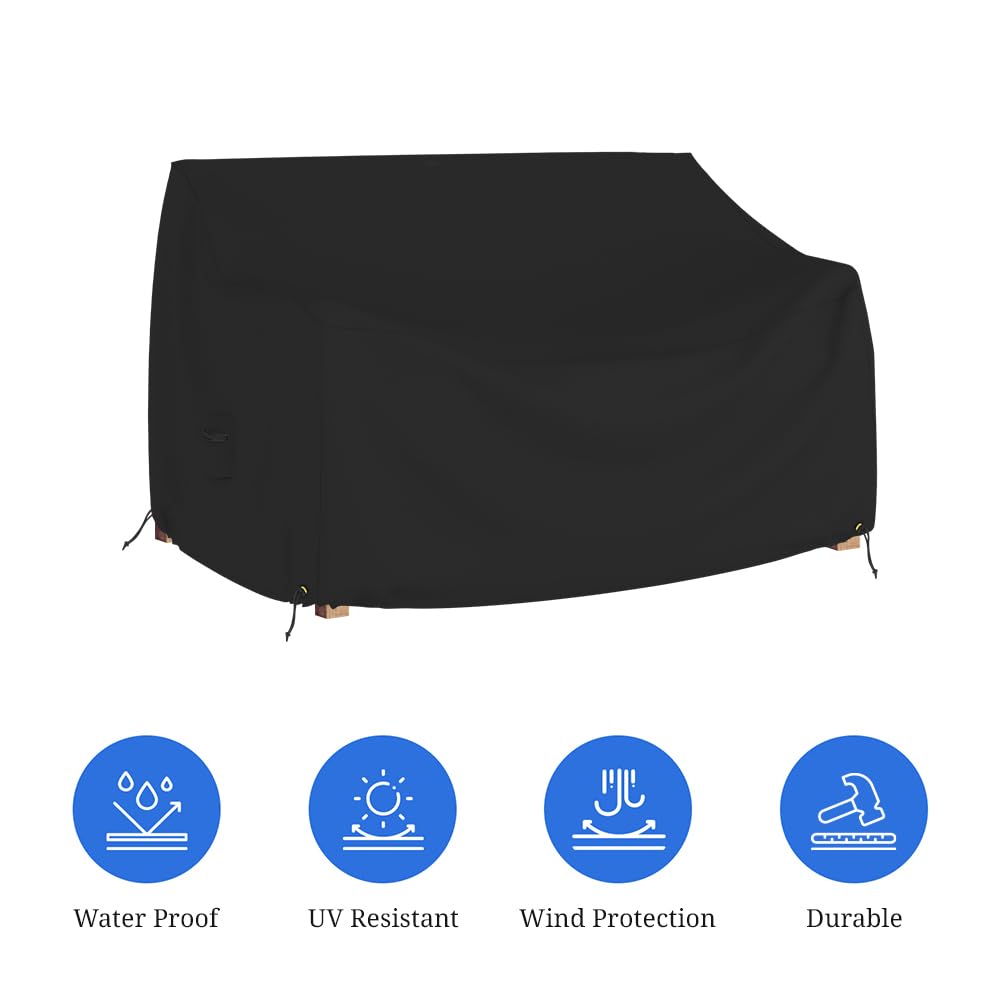 Waterproof Outdoor Loveseat Sofa Cover - 12 Oz Heavy Duty UV & Weather Resistant Patio Furniture Bench Protector with Air Vents & Drawstrings (88