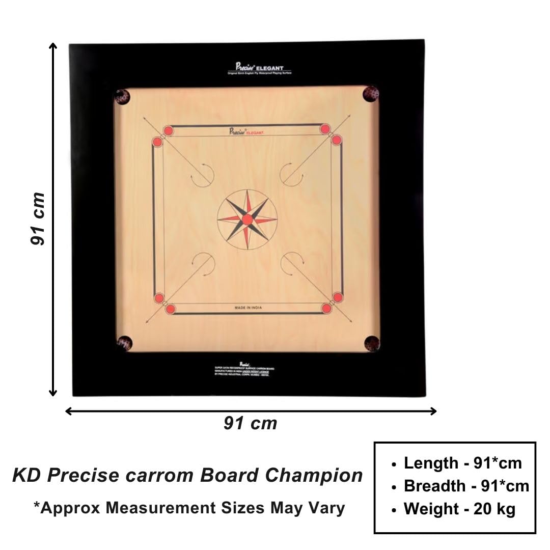 Champion Bulldog Jumbo English Plywood Carrom Board Game Set with Coins & Striker - 12mm Thick AICF & ICF Approved for International Tournaments | Perfect for Family Game Nights, Competitive Play, and Indoor Recreation
