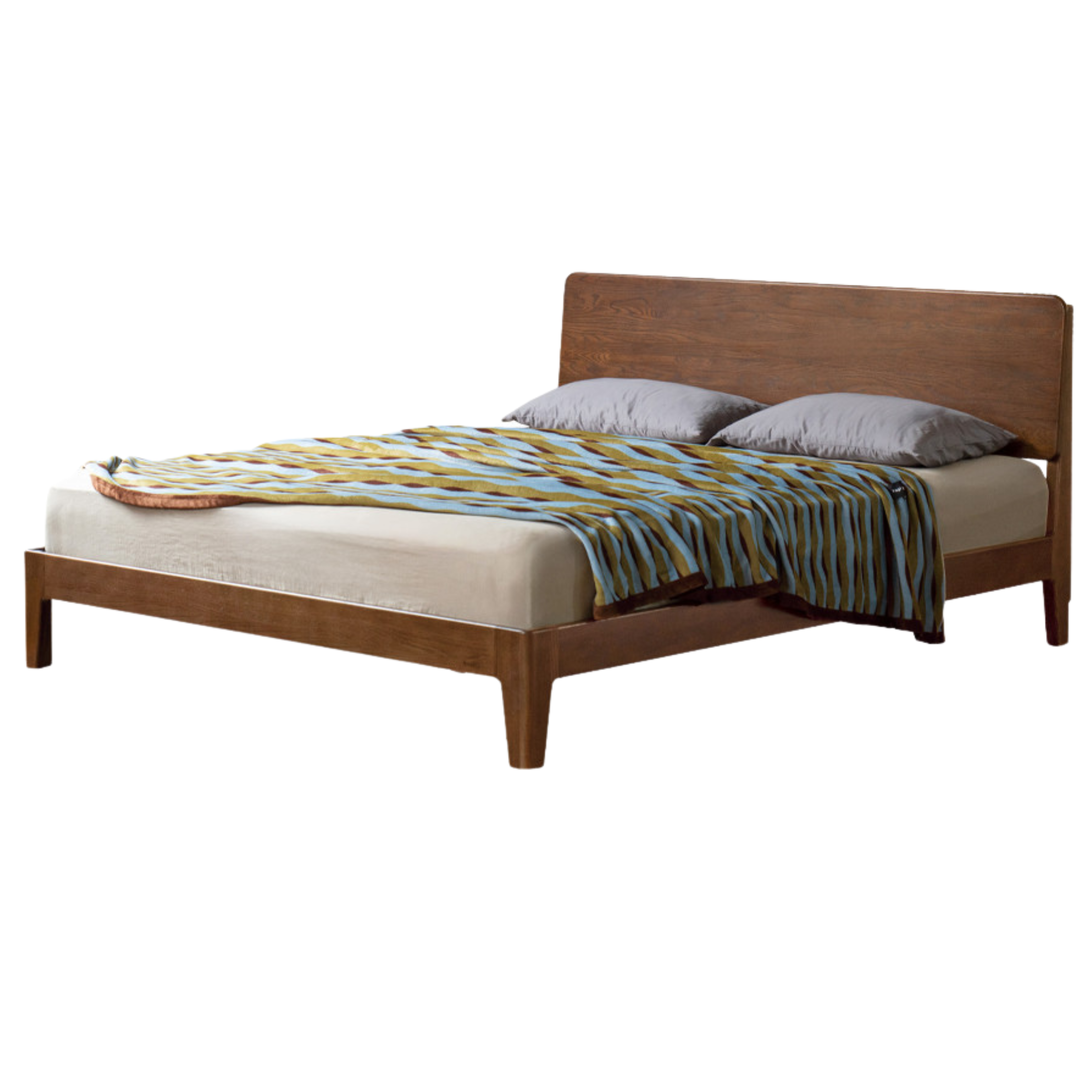 Solid Oak Wood High Back King Size Bed Frame - Sturdy & Elegant for Master Bedroom, Guest Room, or Luxury Hotel Decor