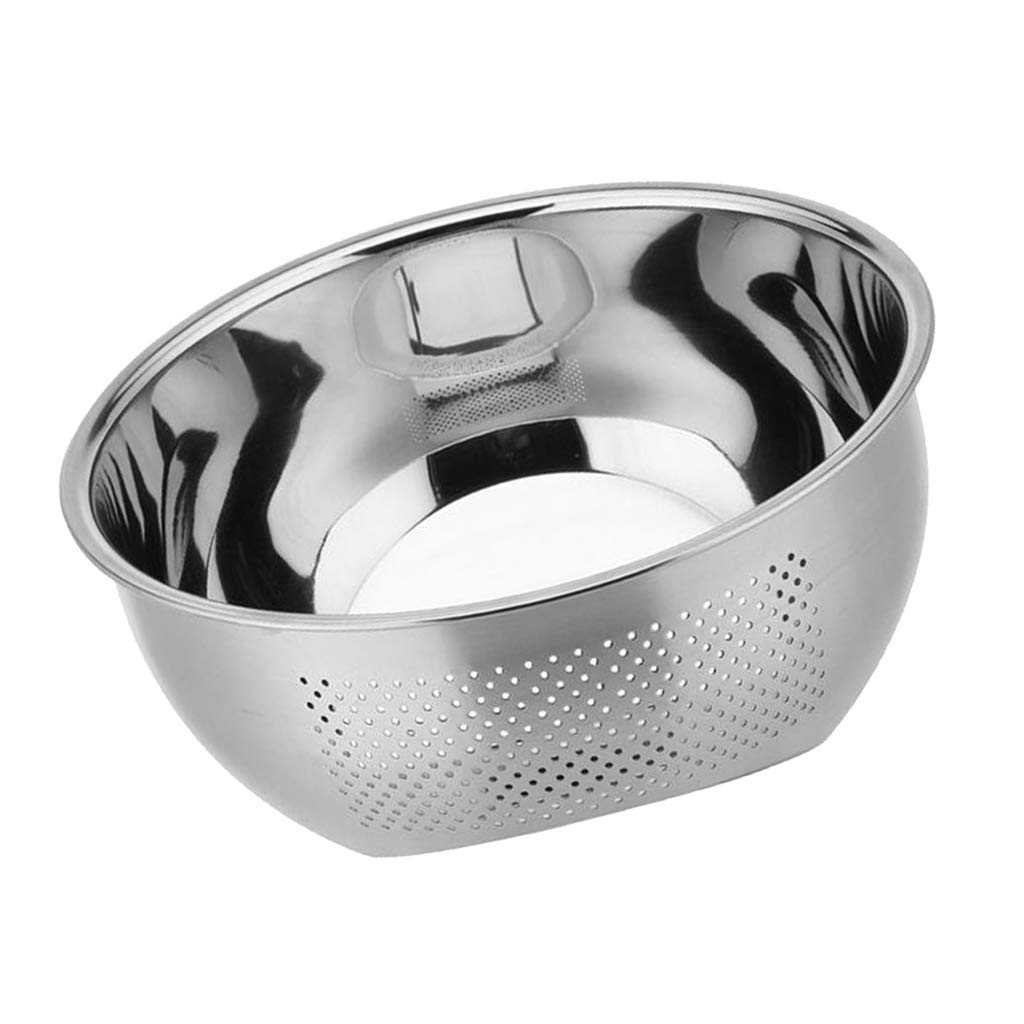 Premium Stainless Steel Rice Washing Bowl - 23cm Fine Mesh Colander for Quinoa, Veggies & Fruits - Durable Kitchen Strainer for Perfectly Cleaned Grains - Ideal for Meal Prep, Asian Cooking & Healthy Eating
